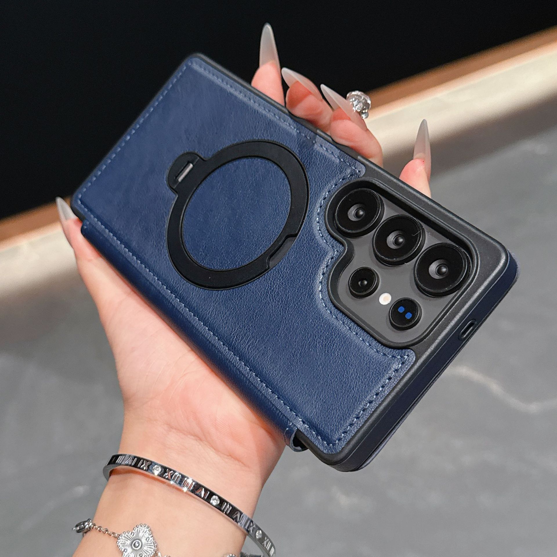 Compatible with Samsung S26 Ultra phone case A57 flip phone with SIM card slot 25P rotating stand S24 business leather case A35