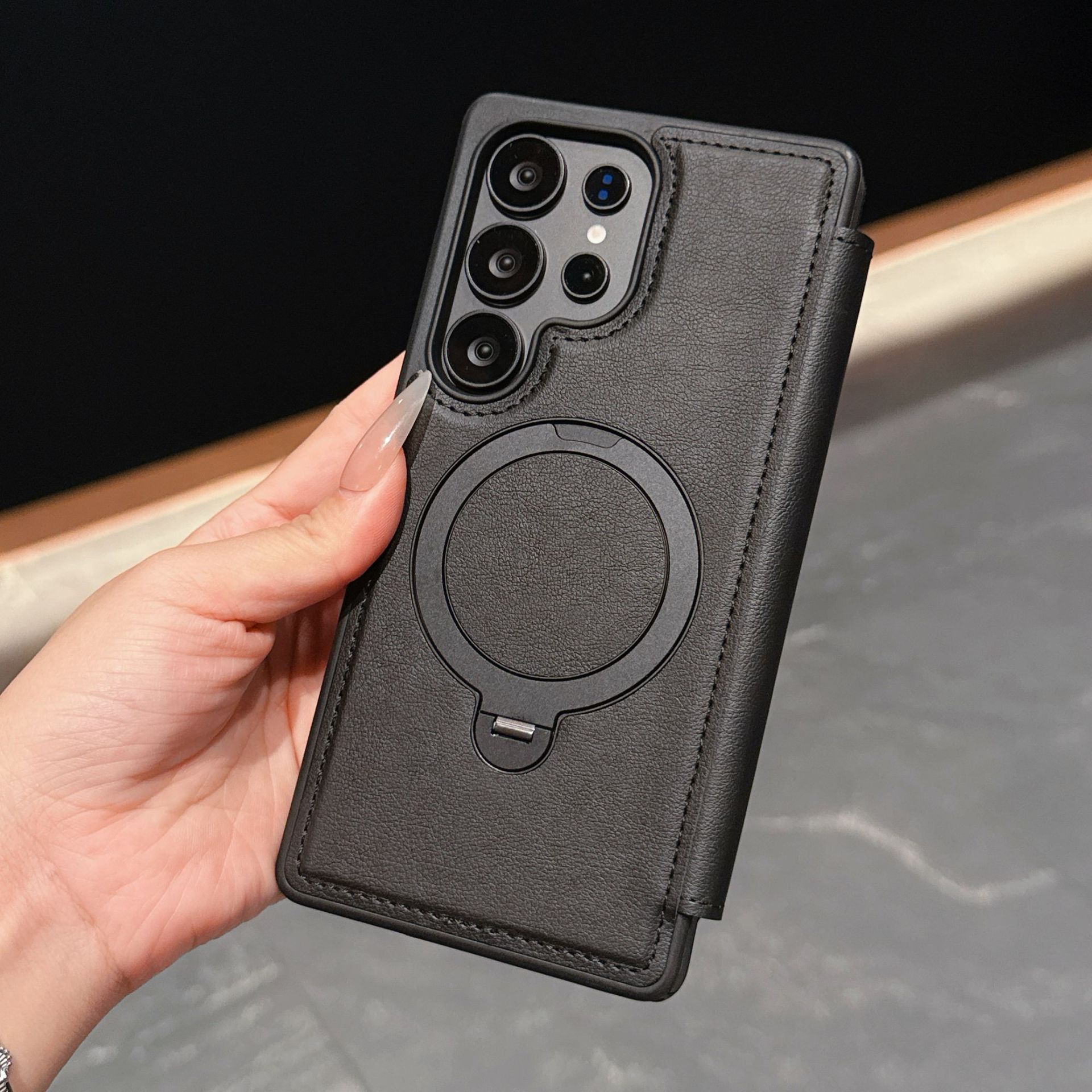 Compatible with Samsung S26 Ultra phone case A57 flip phone with SIM card slot 25P rotating stand S24 business leather case A35