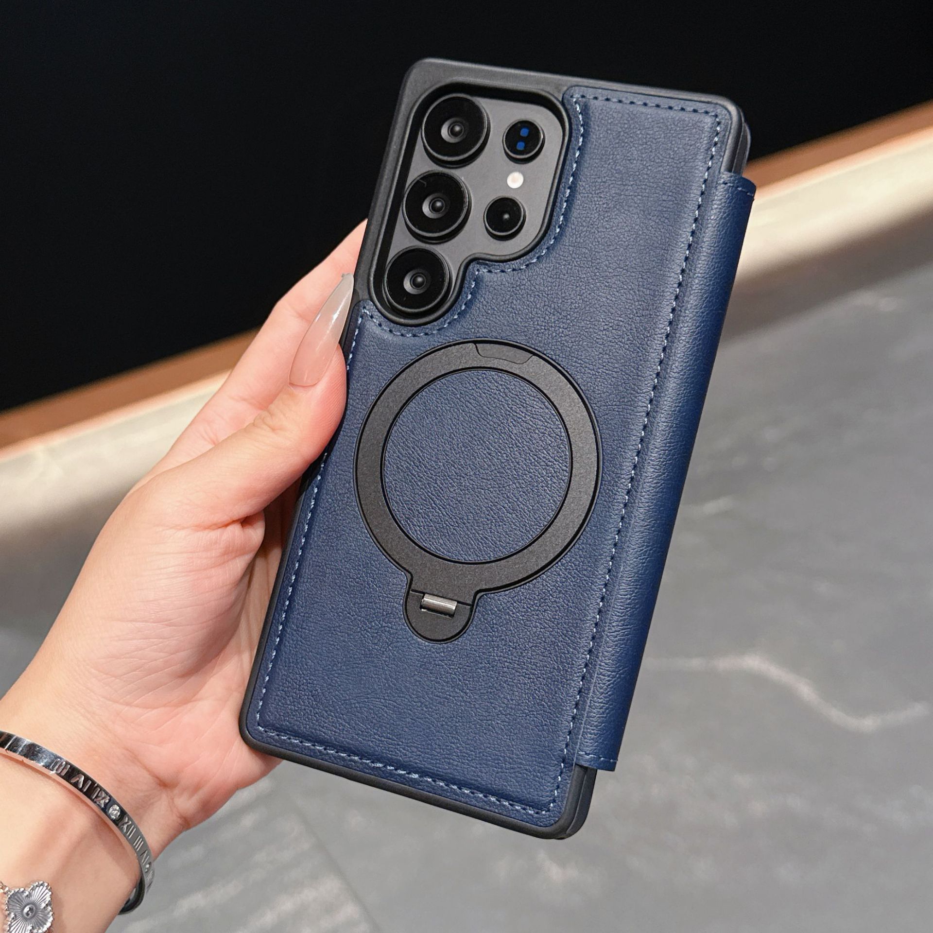 Compatible with Samsung S26 Ultra phone case A57 flip phone with SIM card slot 25P rotating stand S24 business leather case A35