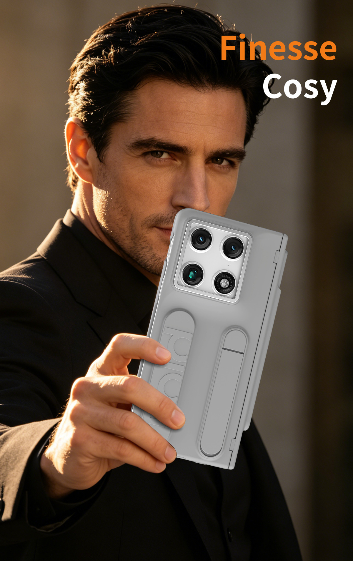 Compatible Motorola Razr Fold phone case with pen slot, card slot, hinge, and screen protector.