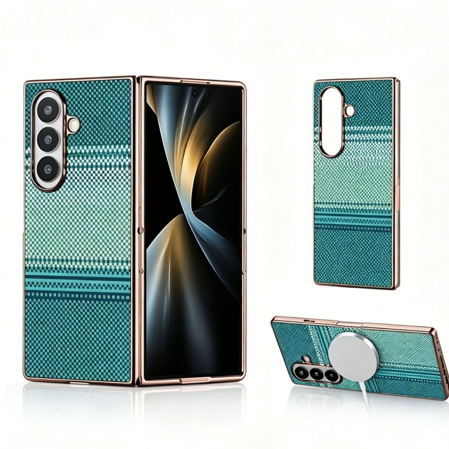 Compatible with Samsung Z Fold8 Ultra phone case 7/6 wireless charging magnetic 5/4/3 case film electroplated Kevlar texture