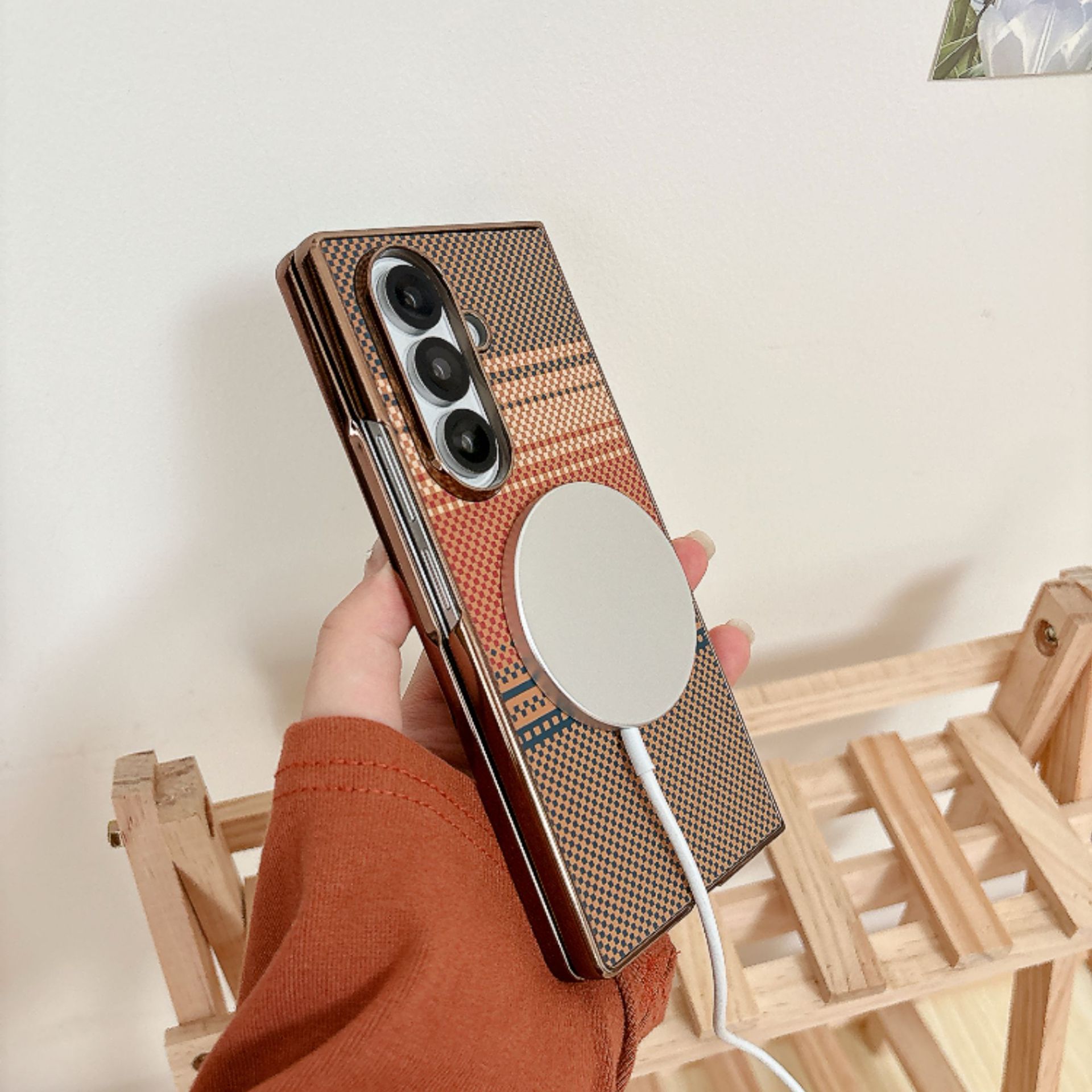 Compatible with Samsung Z Fold8 Ultra phone case 7/6 wireless charging magnetic 5/4/3 case film electroplated Kevlar texture