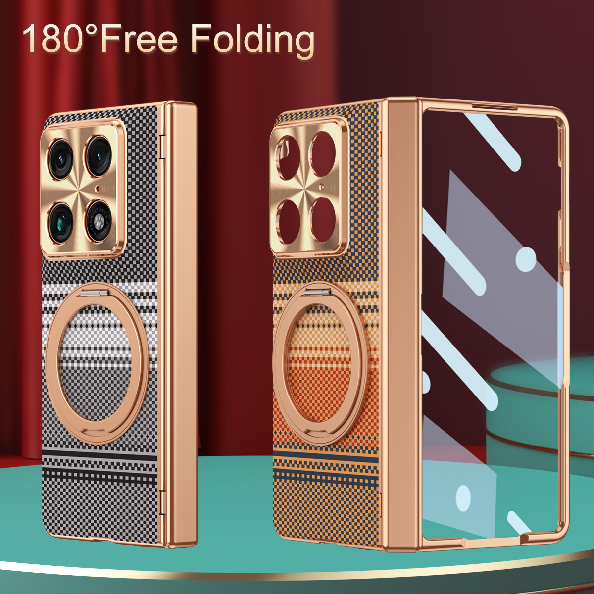 Compatible with Moto Razr Fold phone case, 360 magnetic stand, electroplated leather case, full coverage, shockproof protective case.