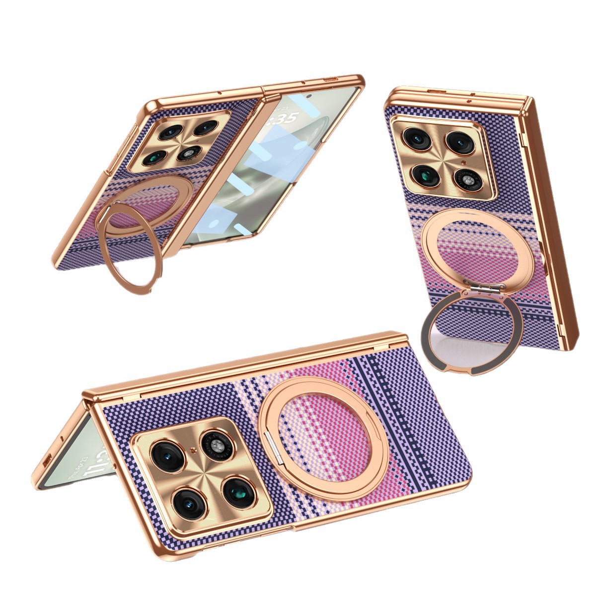 Compatible with Moto Razr Fold phone case, 360 magnetic stand, electroplated leather case, full coverage, shockproof protective case.