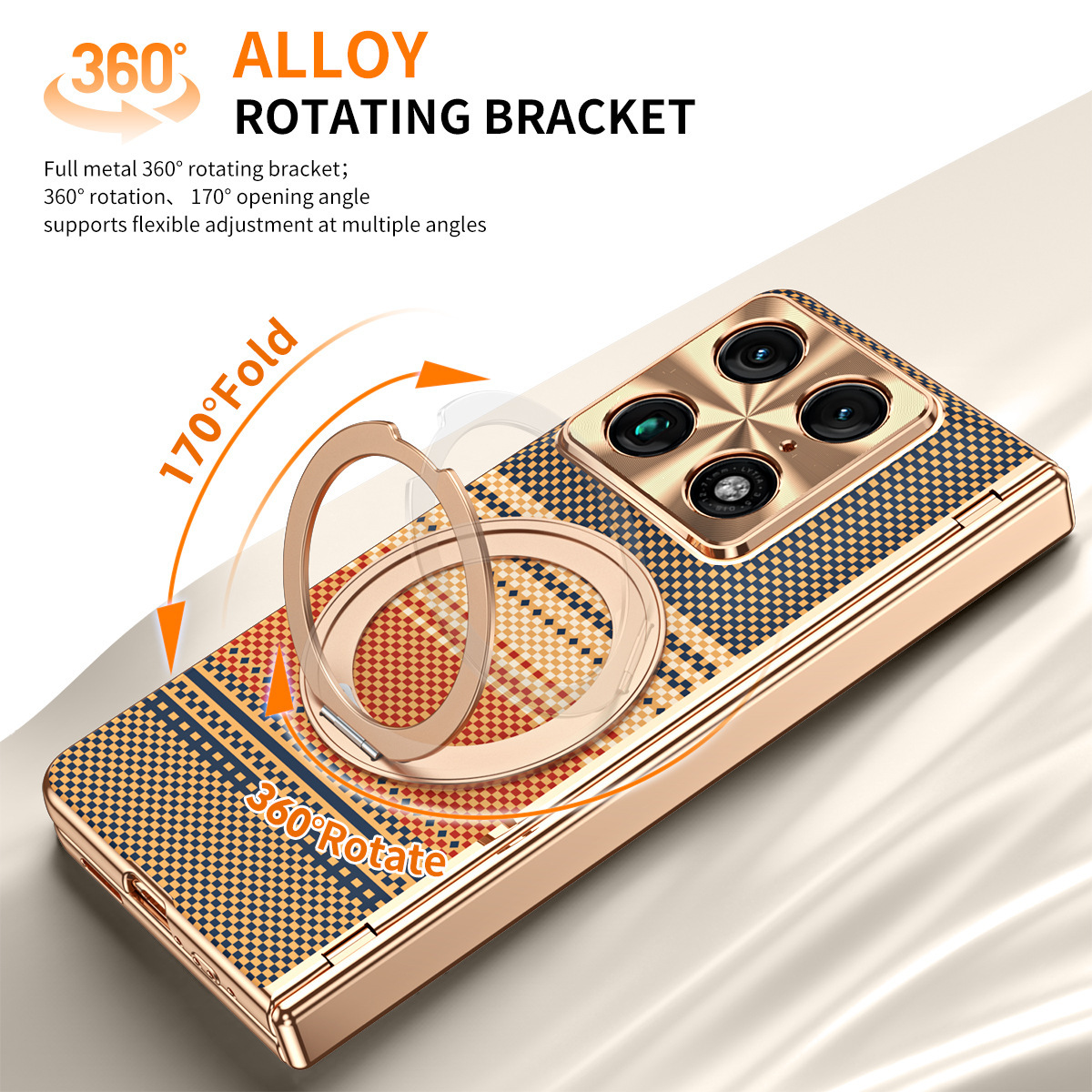 Compatible with Moto Razr Fold phone case, 360 magnetic stand, electroplated leather case, full coverage, shockproof protective case.