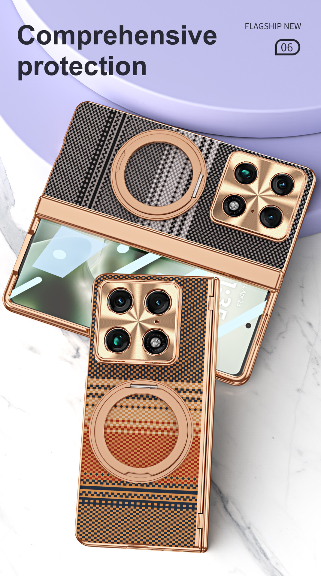 Compatible with Moto Razr Fold phone case, 360 magnetic stand, electroplated leather case, full coverage, shockproof protective case.
