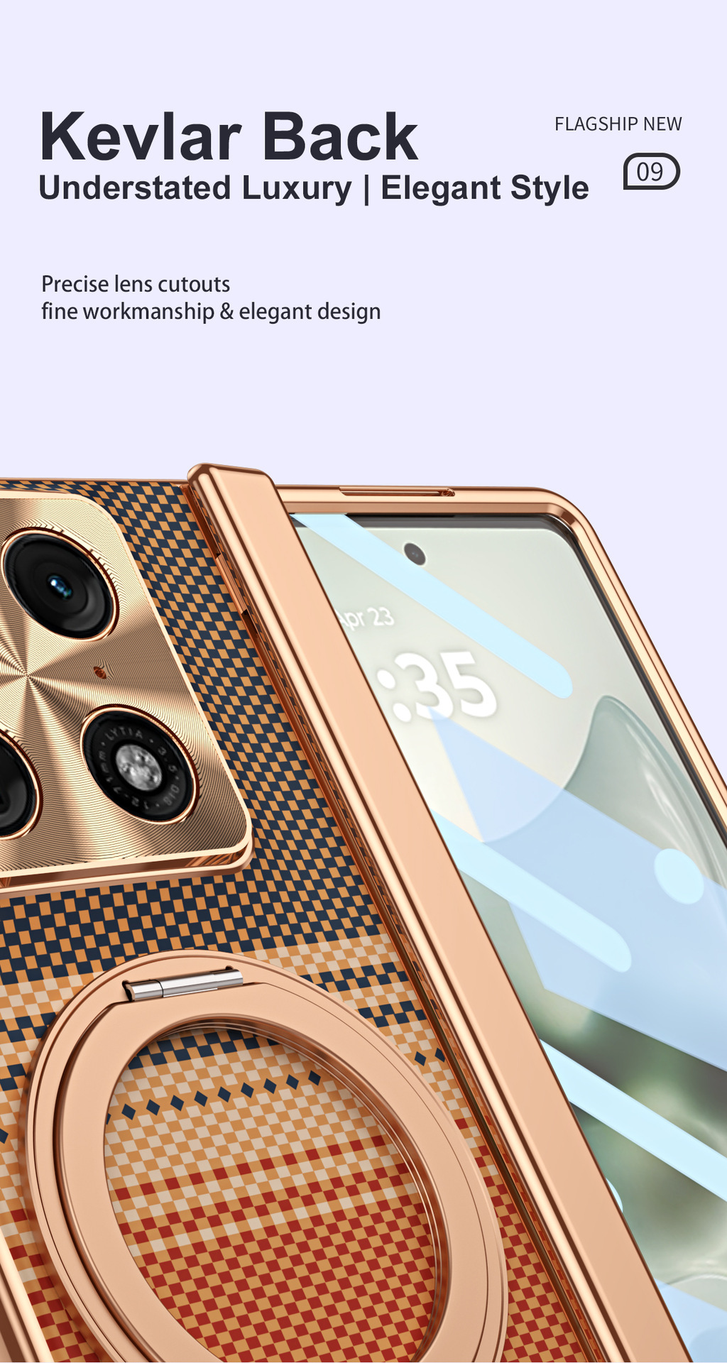 Compatible with Moto Razr Fold phone case, 360 magnetic stand, electroplated leather case, full coverage, shockproof protective case.
