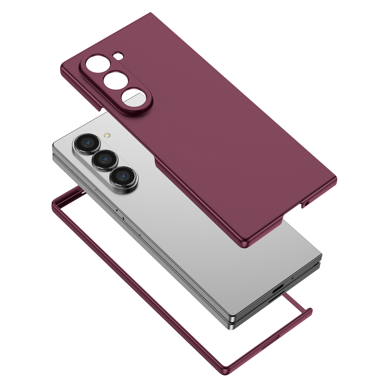 Compatible with Samsung Z Fold7/6/5 phone case, solid color, skin-feel, ultra-thin, shockproof protective case for Flip7/6/5, cross-border e-commerce.