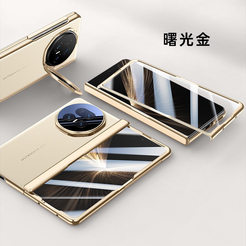 Compatible with Honor Magic V6 phone case, V5 lens bracket, electroplated leather hinge case, full-coverage protective case