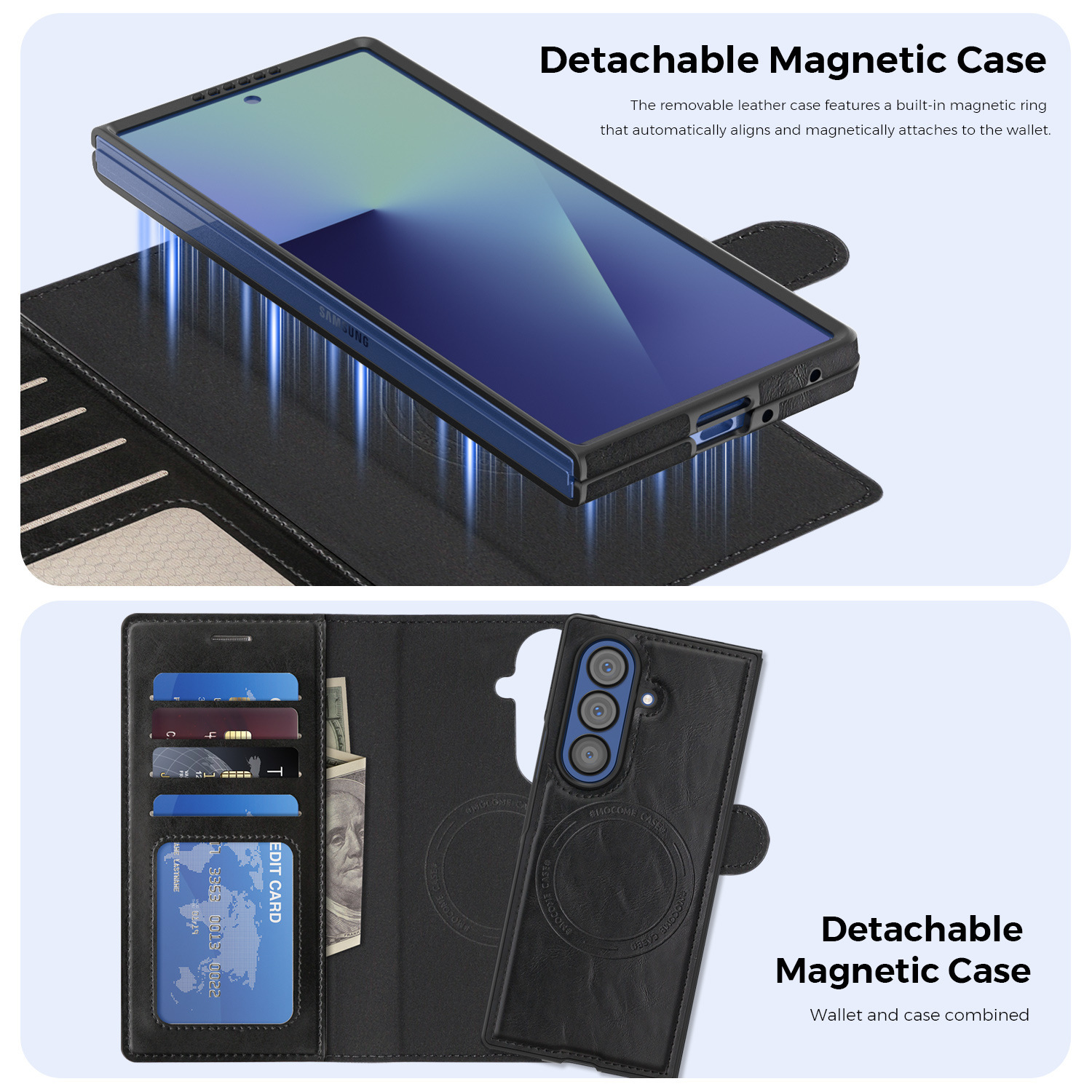 Compatible with Samsung Z Fold7/8 Ultra phone case, 6/5cm wireless charging magnetic flip case, 4/3cm SIM card slot, full-coverage leather case.