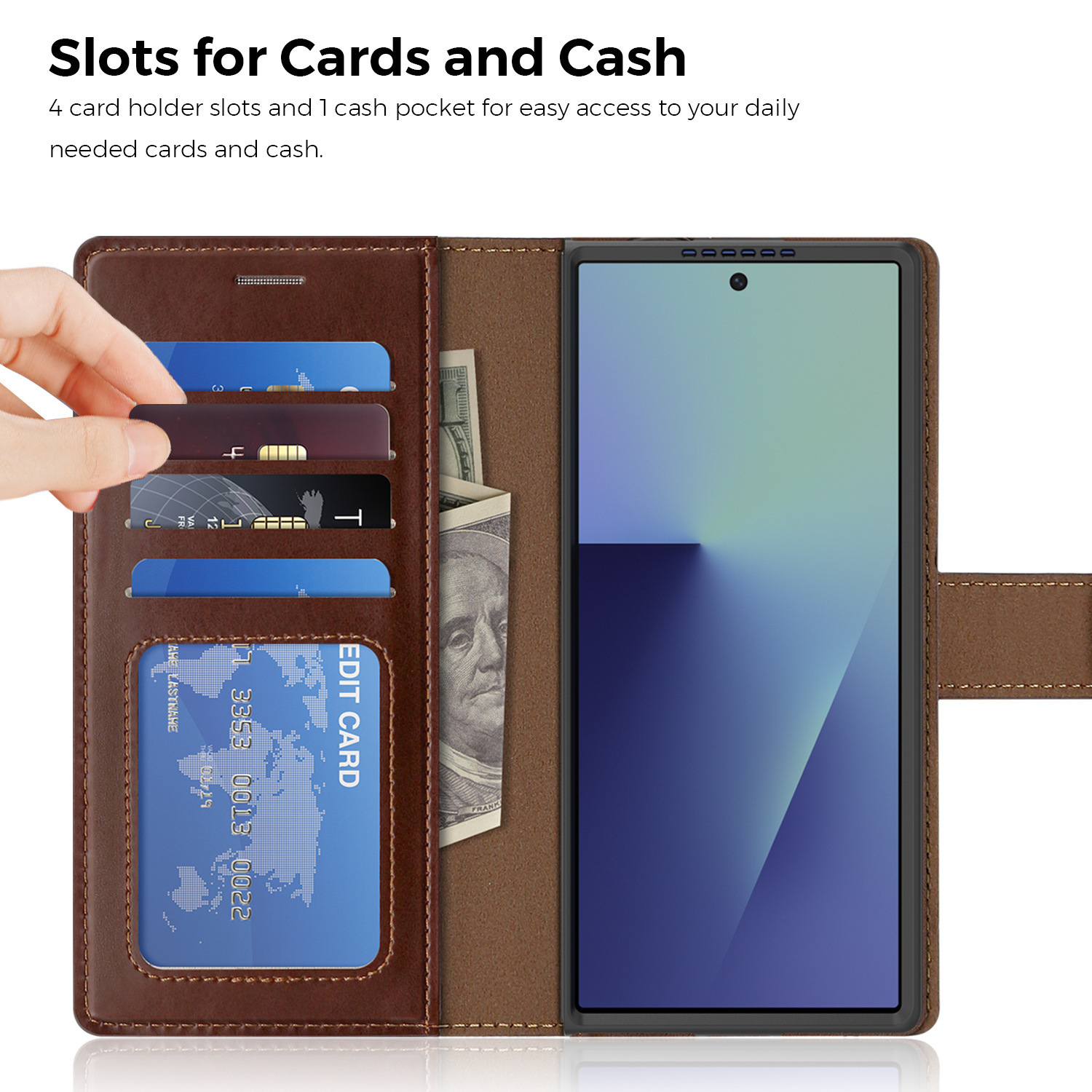 Compatible with Samsung Z Fold7/8 Ultra phone case, 6/5cm wireless charging magnetic flip case, 4/3cm SIM card slot, full-coverage leather case.
