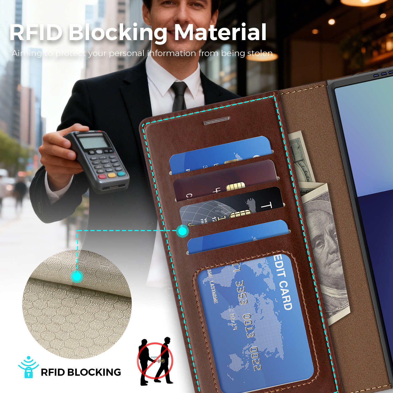 Compatible with Samsung Z Fold7/8 Ultra phone case, 6/5cm wireless charging magnetic flip case, 4/3cm SIM card slot, full-coverage leather case.