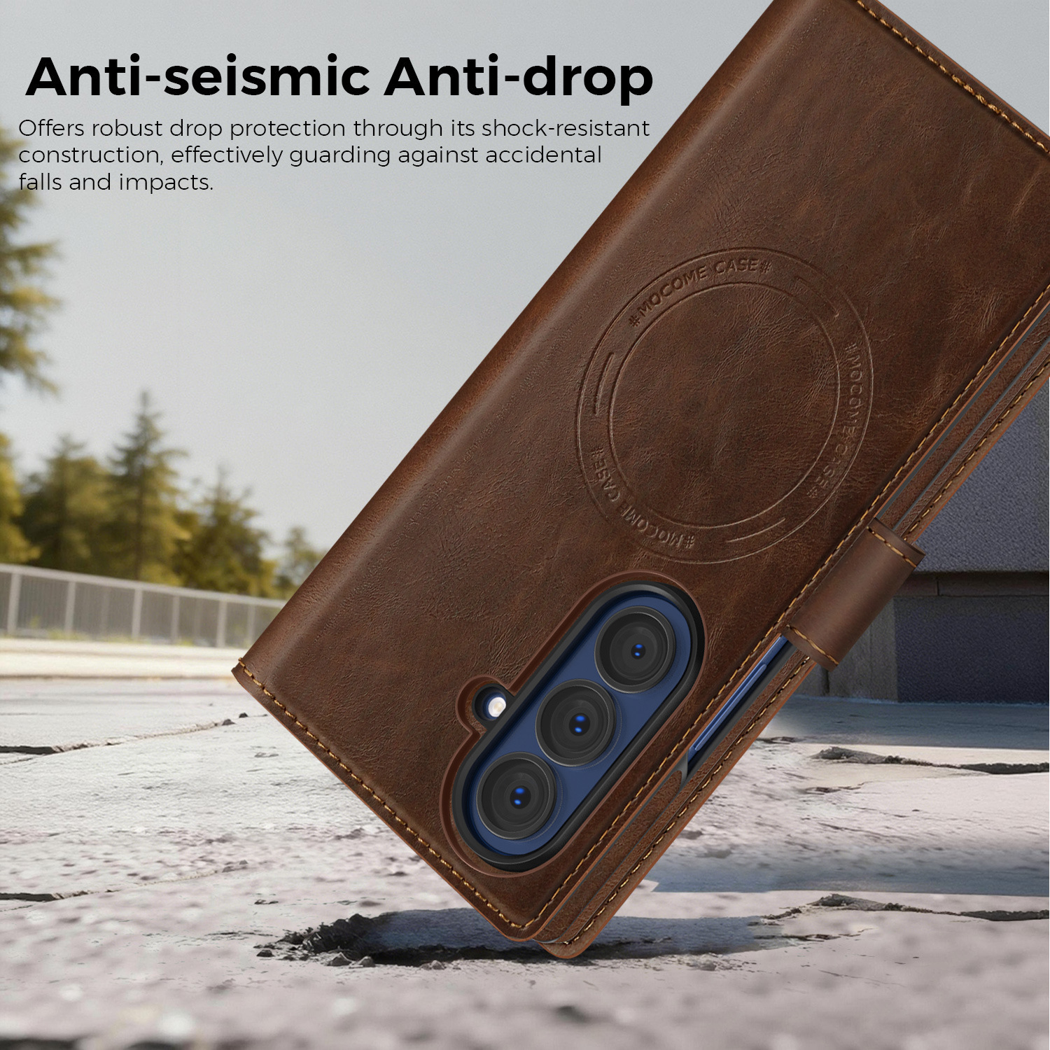 Compatible with Samsung Z Fold7/8 Ultra phone case, 6/5cm wireless charging magnetic flip case, 4/3cm SIM card slot, full-coverage leather case.