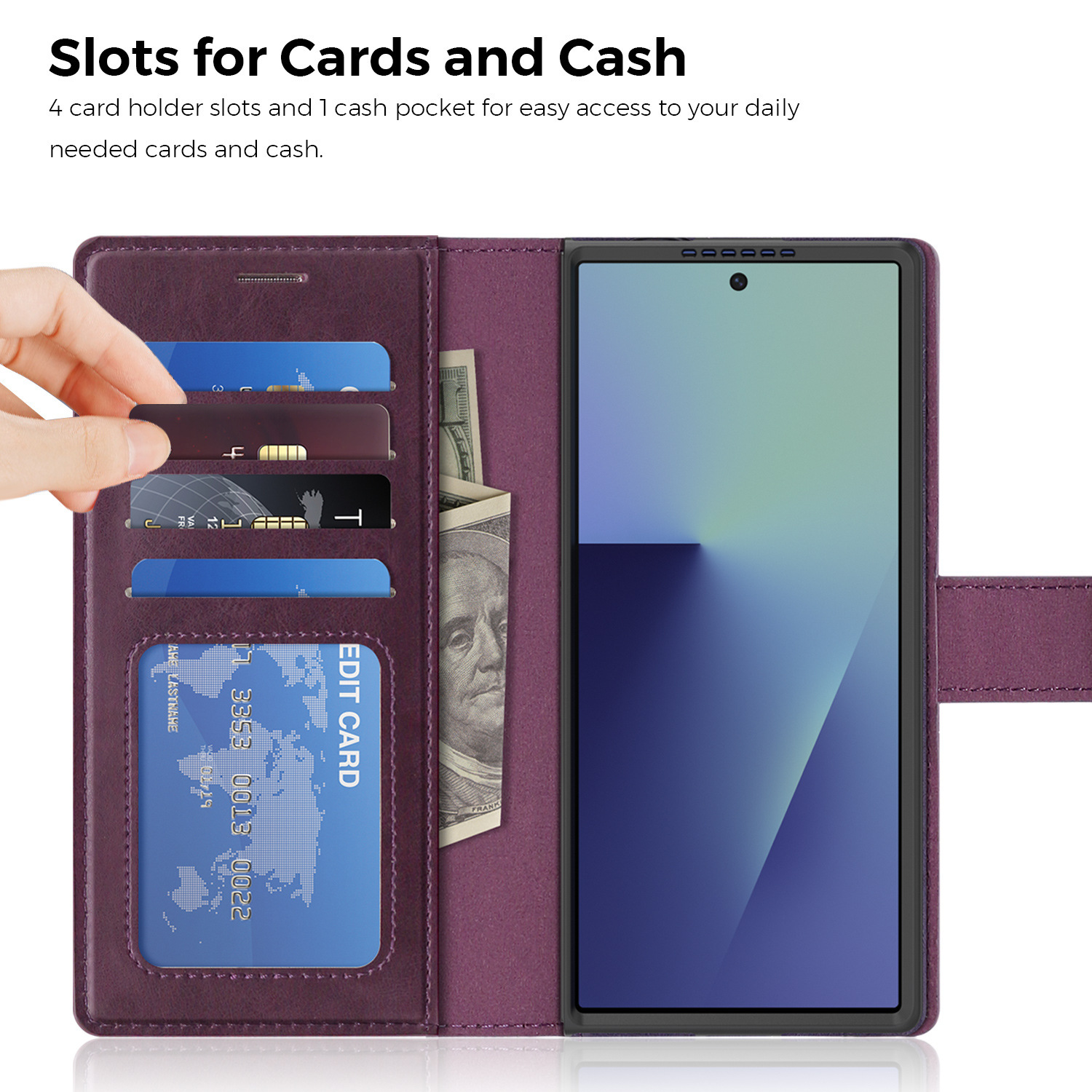 Compatible with Samsung Z Fold7/8 Ultra phone case, 6/5cm wireless charging magnetic flip case, 4/3cm SIM card slot, full-coverage leather case.