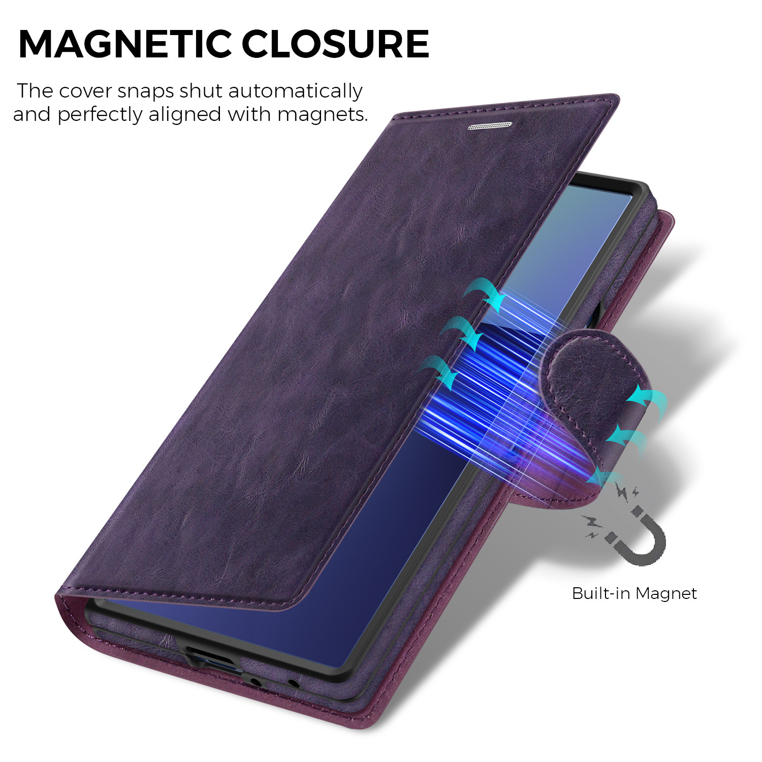 Compatible with Samsung Z Fold7/8 Ultra phone case, 6/5cm wireless charging magnetic flip case, 4/3cm SIM card slot, full-coverage leather case.