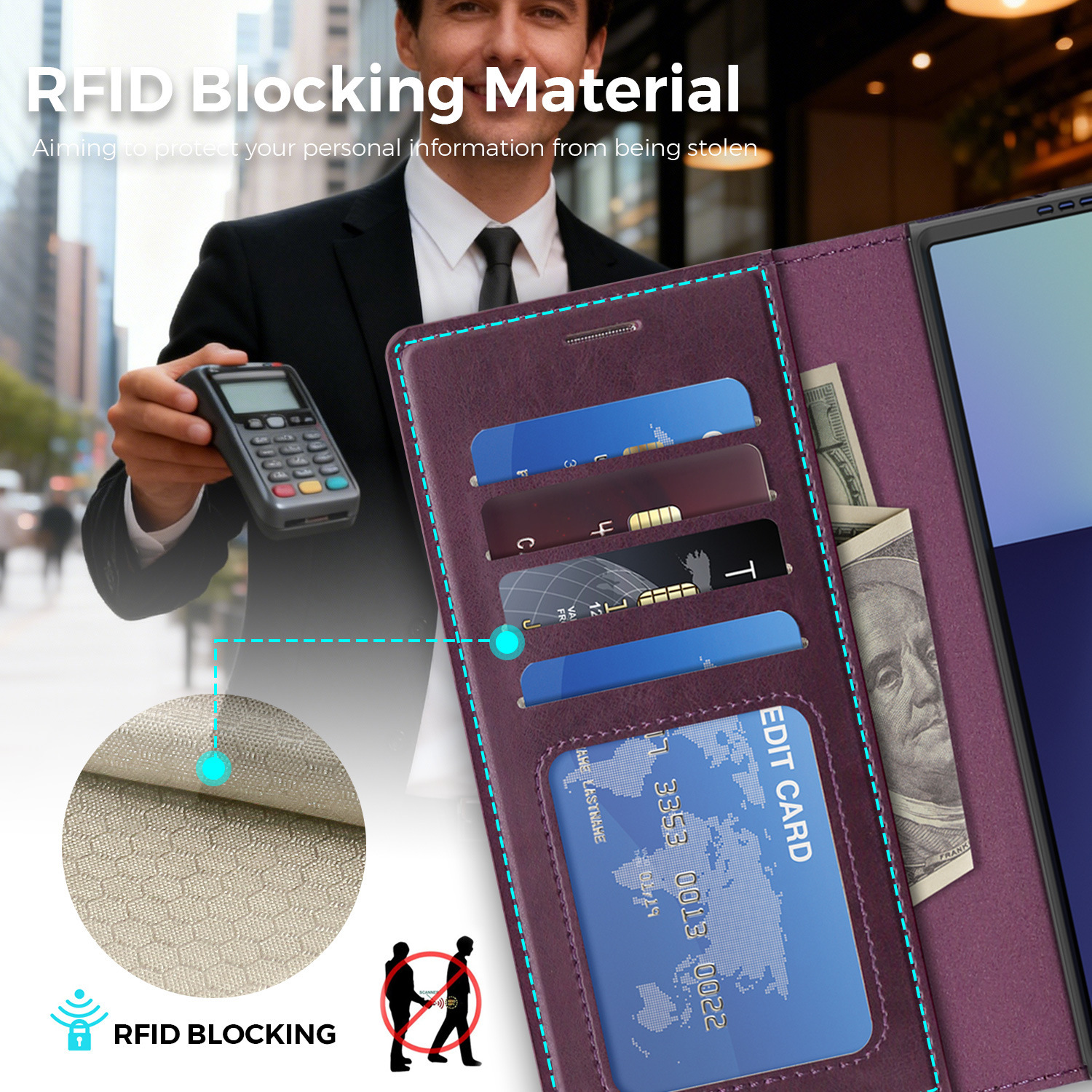 Compatible with Samsung Z Fold7/8 Ultra phone case, 6/5cm wireless charging magnetic flip case, 4/3cm SIM card slot, full-coverage leather case.