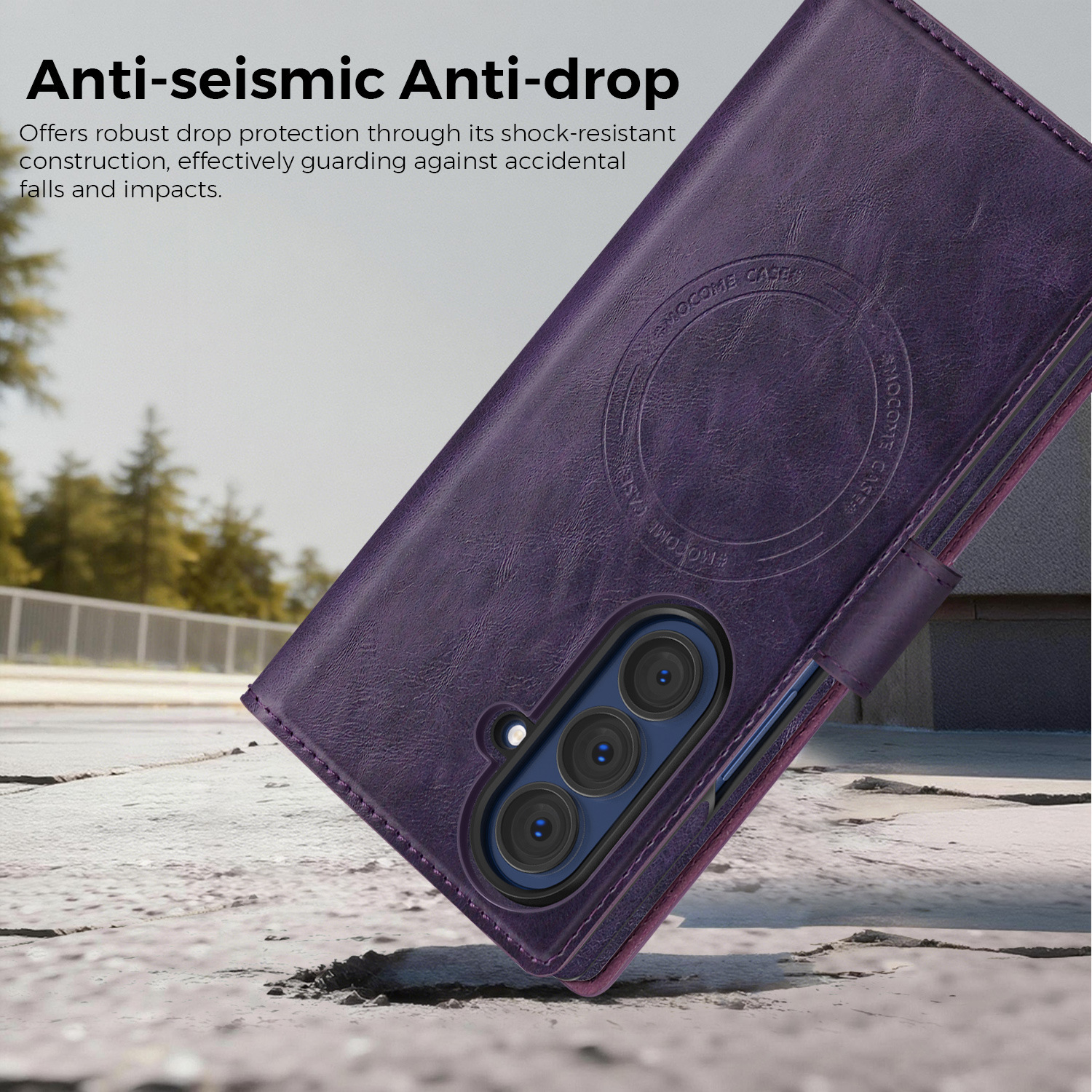 Compatible with Samsung Z Fold7/8 Ultra phone case, 6/5cm wireless charging magnetic flip case, 4/3cm SIM card slot, full-coverage leather case.