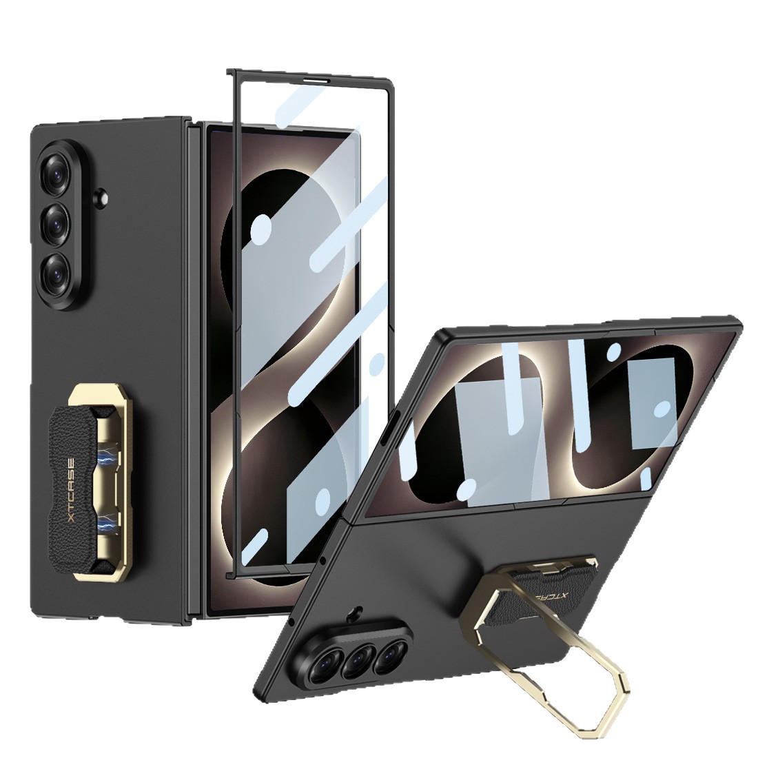 Compatible with Samsung Z Fold8 Ultra phone case, wrist strap, rotating stand, ultra-thin case, screen protector, and shockproof protective case.