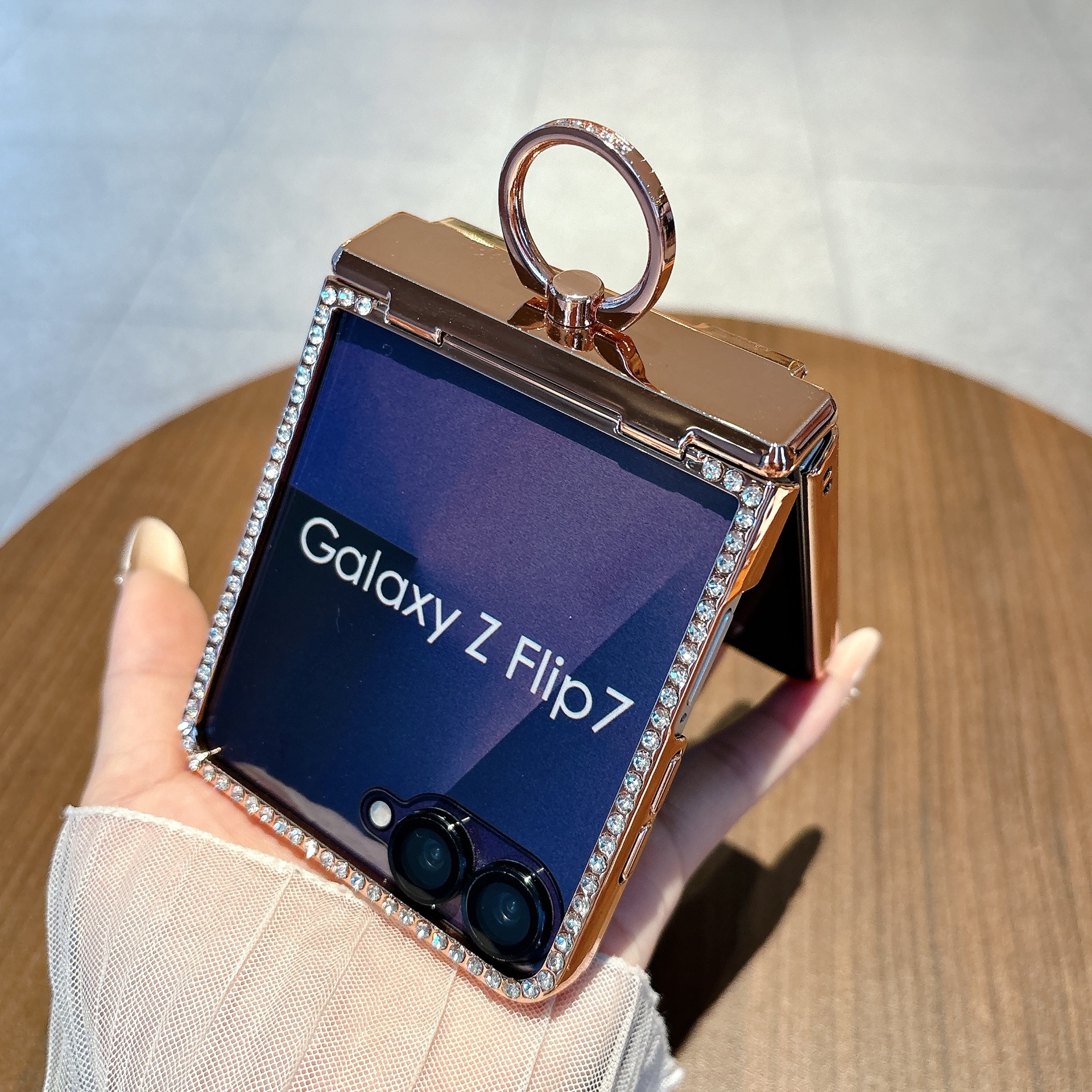 Compatible with Samsung Z Flip 8/7 phone case 6/5 bow glitter hinge ring stand drop protection case