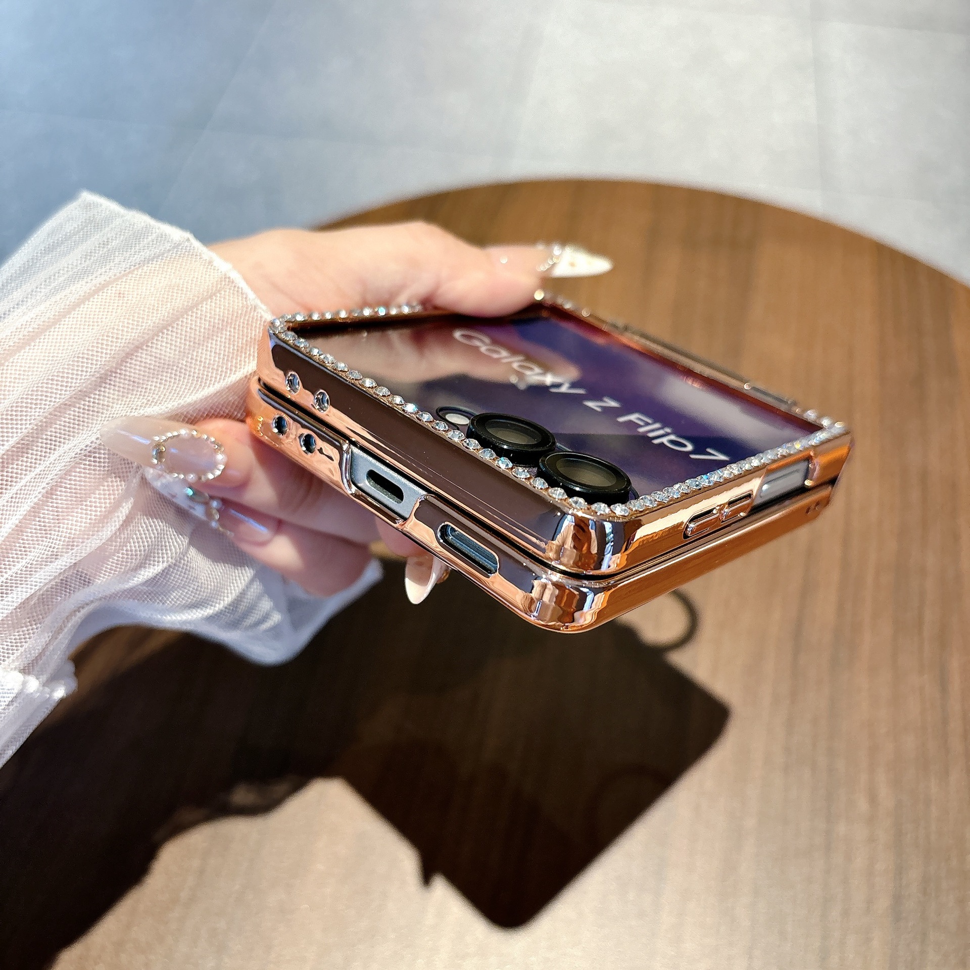 Compatible with Samsung Z Flip 8/7 phone case 6/5 bow glitter hinge ring stand drop protection case