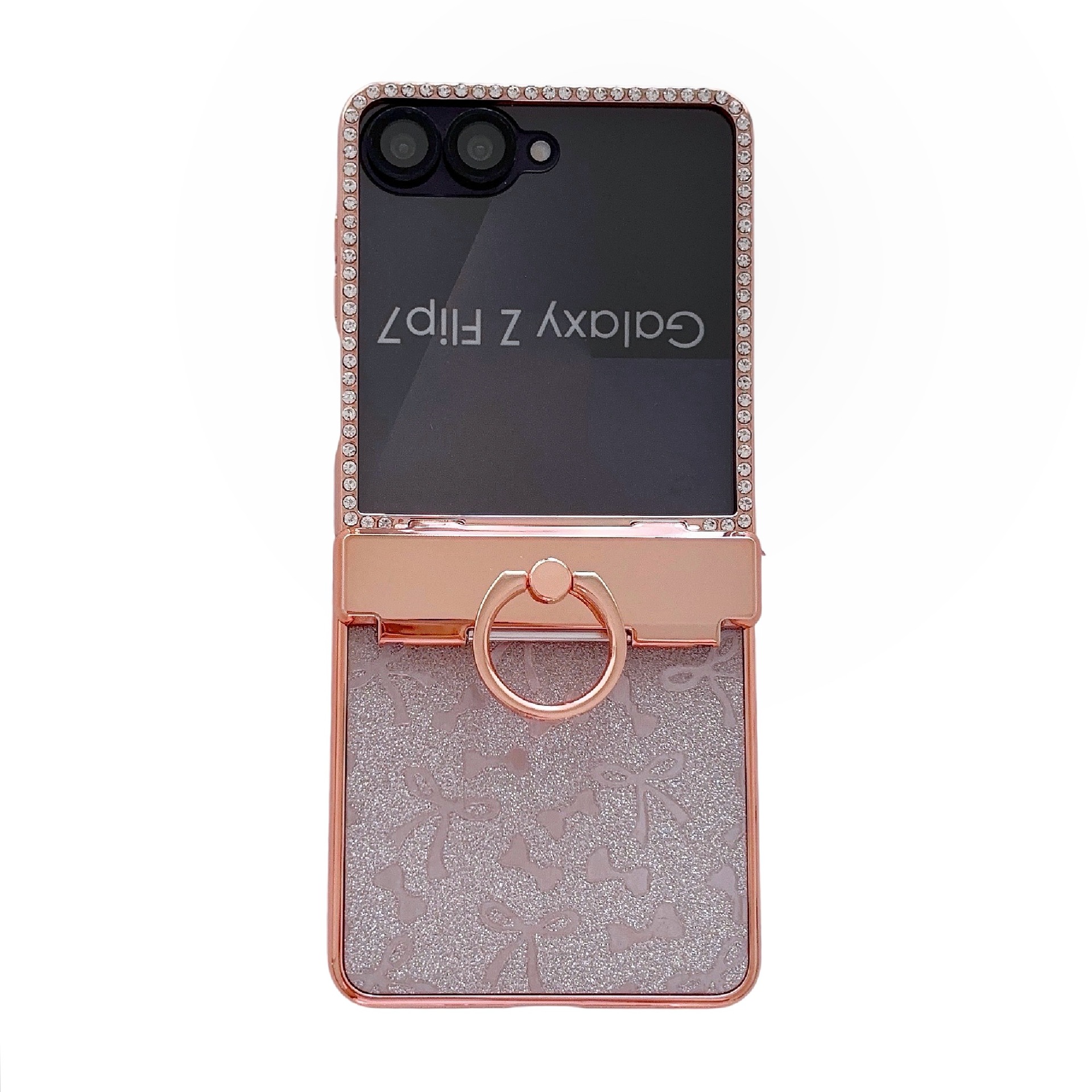 Compatible with Samsung Z Flip 8/7 phone case 6/5 bow glitter hinge ring stand drop protection case