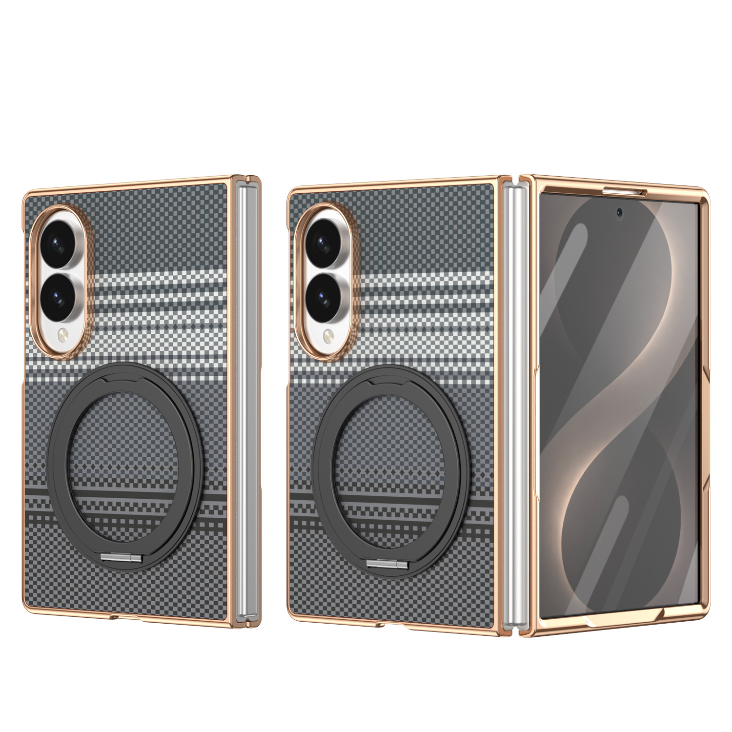Compatible with Samsung Z Fold8 phone case, 7/6 rotating magnetic stand, wireless charging, Kevlar coated protective case