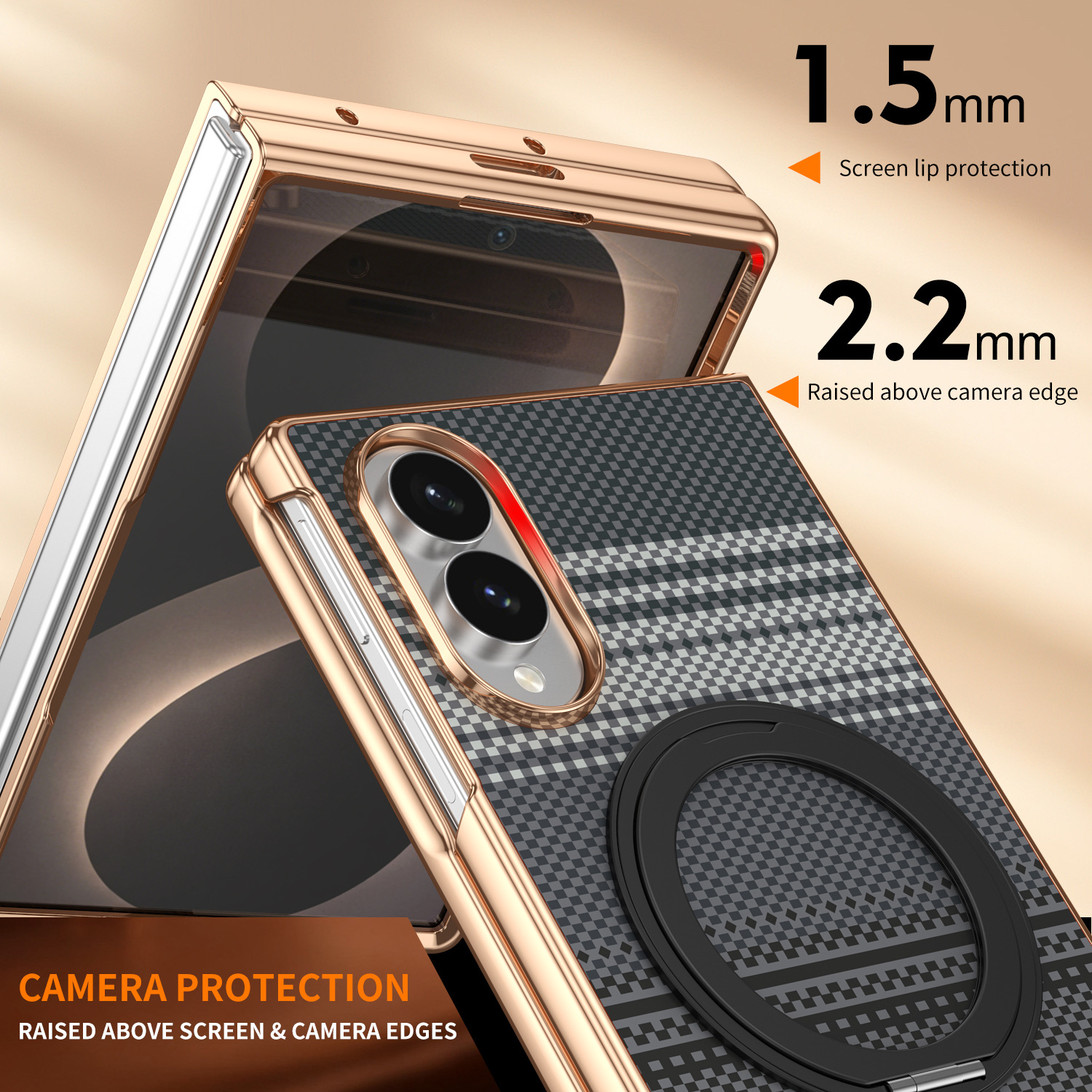 Compatible with Samsung Z Fold8 phone case, 7/6 rotating magnetic stand, wireless charging, Kevlar coated protective case