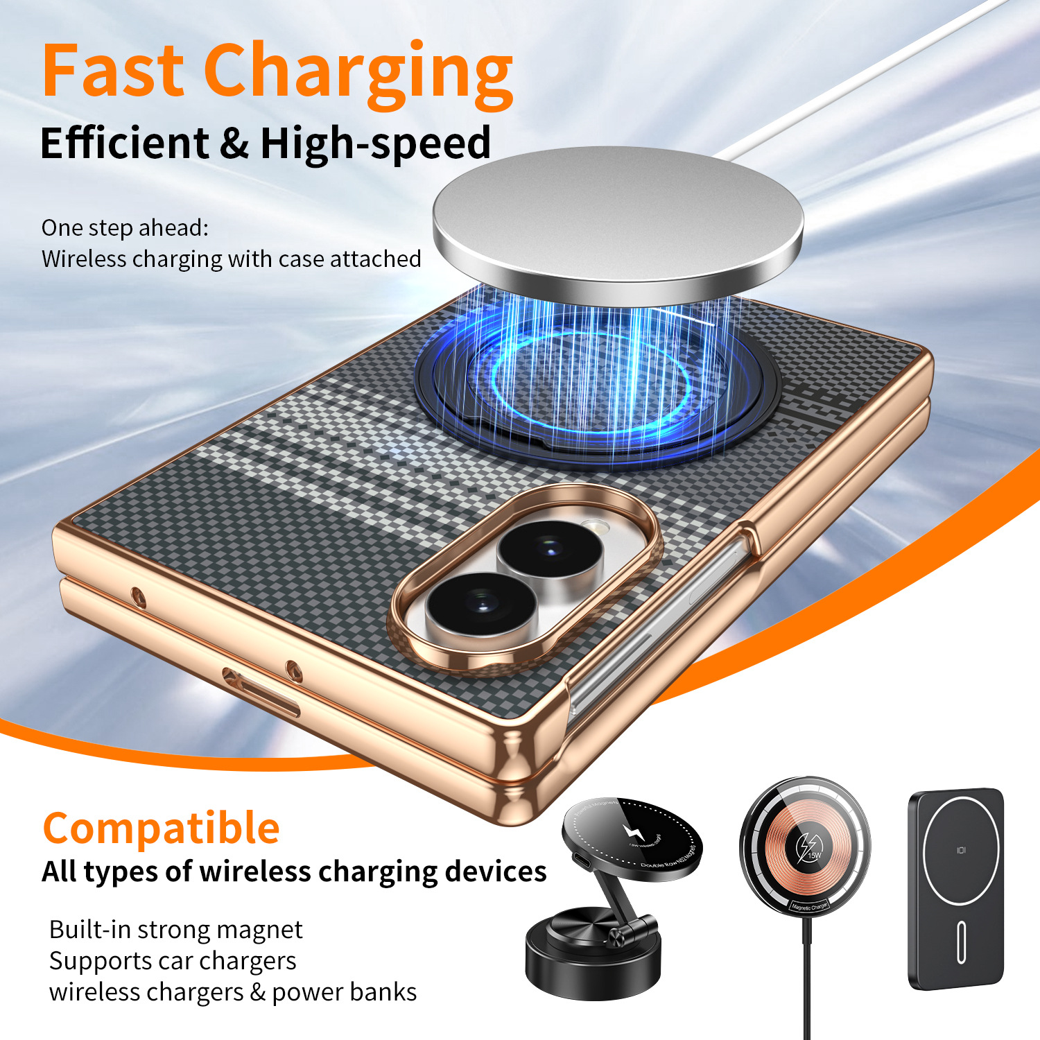 Compatible with Samsung Z Fold8 phone case, 7/6 rotating magnetic stand, wireless charging, Kevlar coated protective case