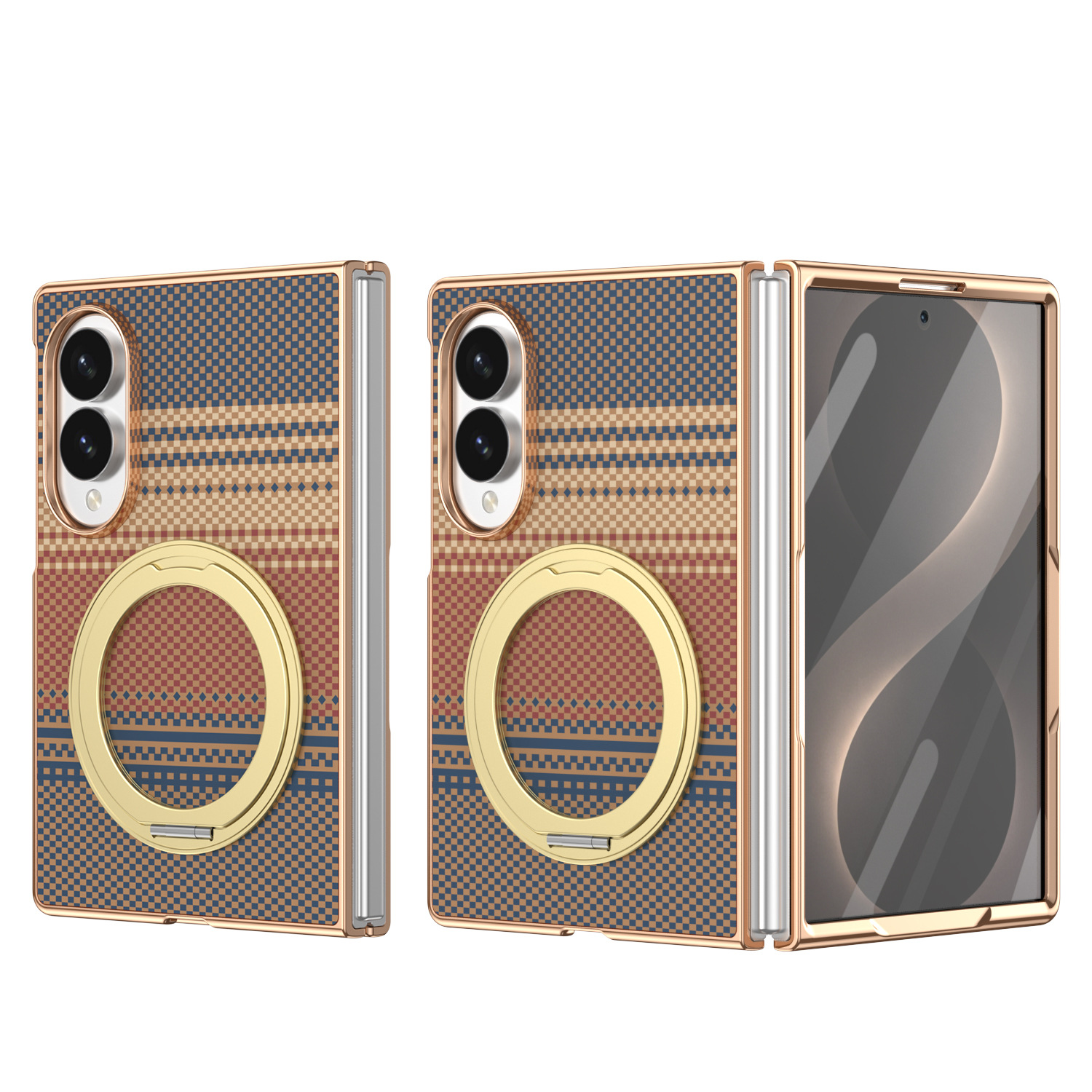 Compatible with Samsung Z Fold8 phone case, 7/6 rotating magnetic stand, wireless charging, Kevlar coated protective case