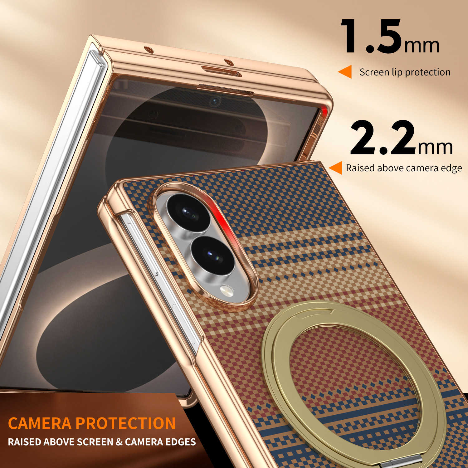 Compatible with Samsung Z Fold8 phone case, 7/6 rotating magnetic stand, wireless charging, Kevlar coated protective case