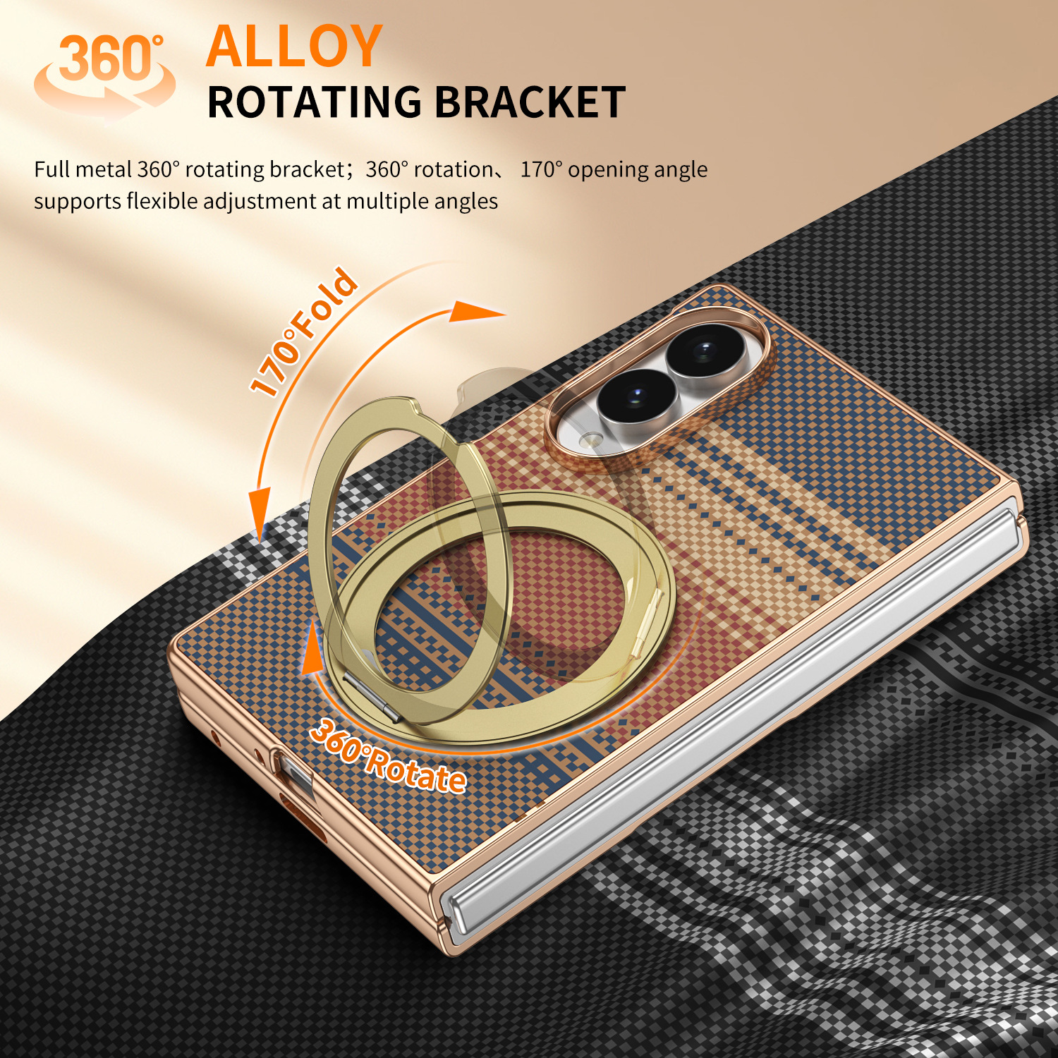 Compatible with Samsung Z Fold8 phone case, 7/6 rotating magnetic stand, wireless charging, Kevlar coated protective case