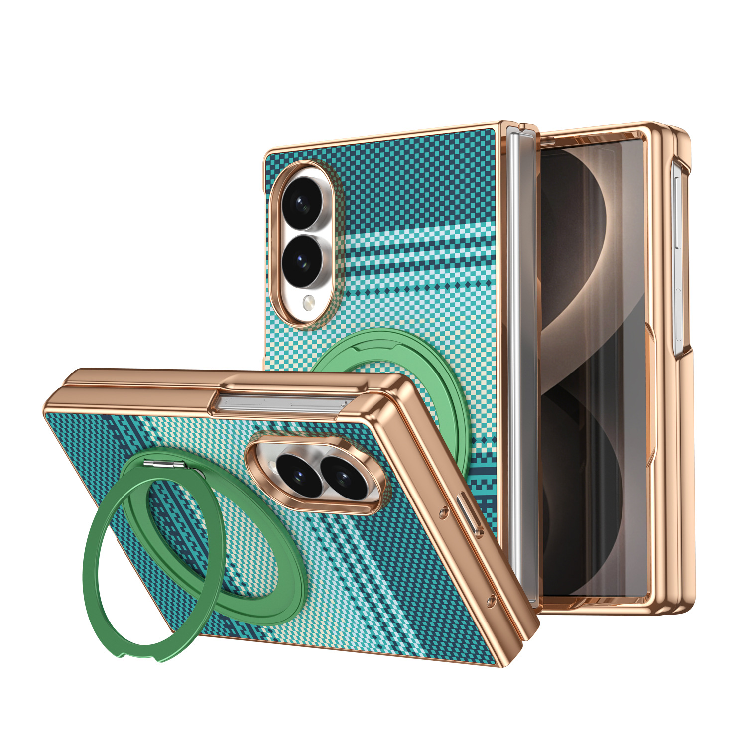 Compatible with Samsung Z Fold8 phone case, 7/6 rotating magnetic stand, wireless charging, Kevlar coated protective case