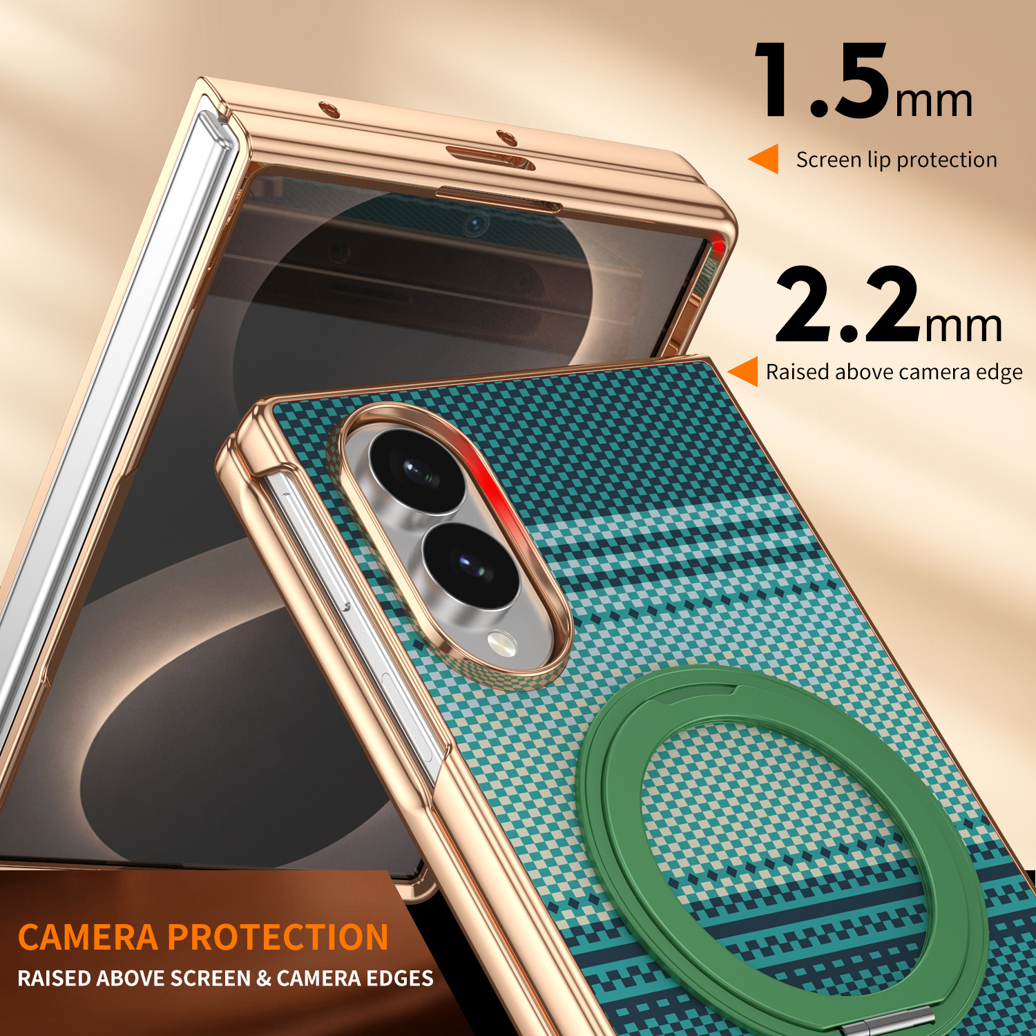 Compatible with Samsung Z Fold8 phone case, 7/6 rotating magnetic stand, wireless charging, Kevlar coated protective case