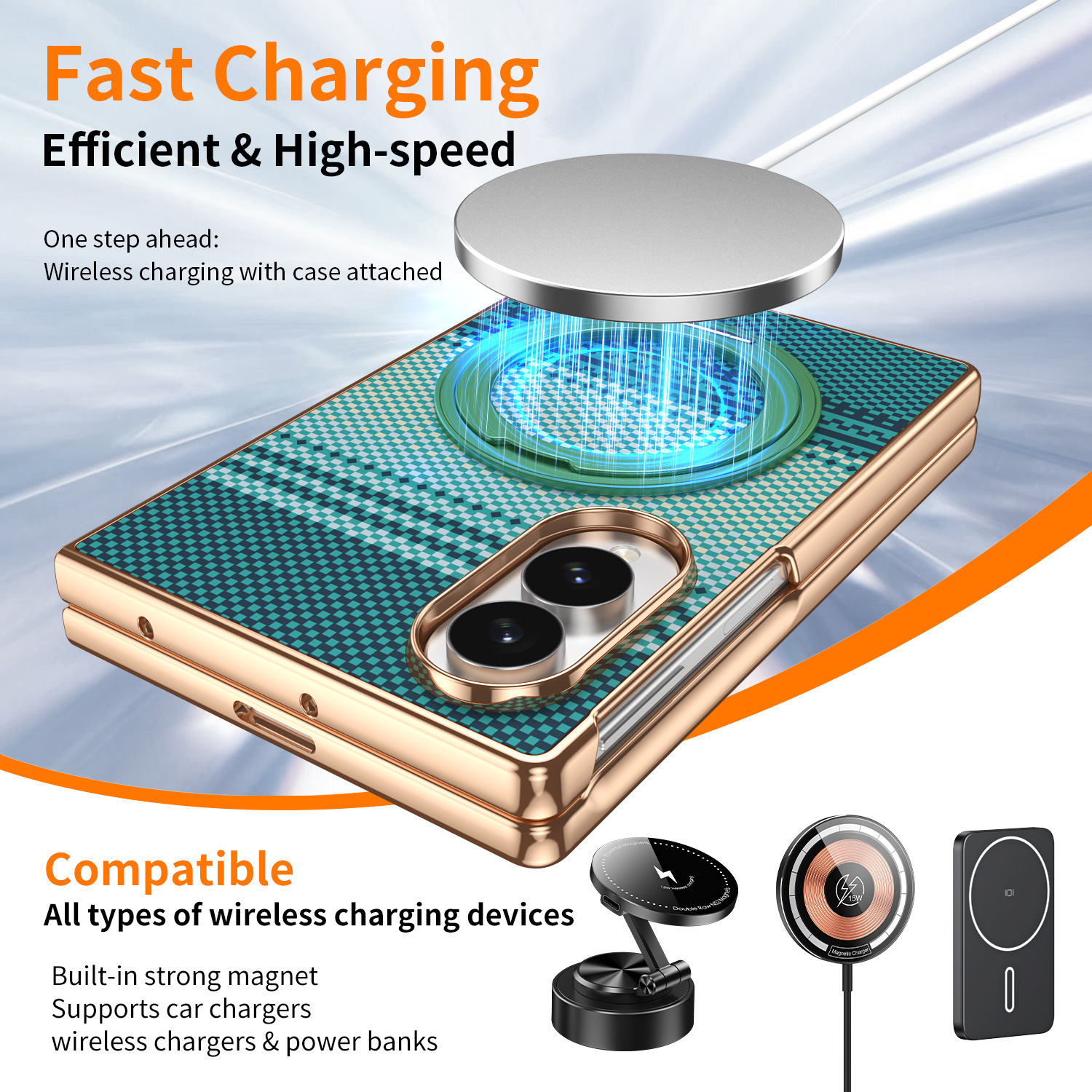 Compatible with Samsung Z Fold8 phone case, 7/6 rotating magnetic stand, wireless charging, Kevlar coated protective case
