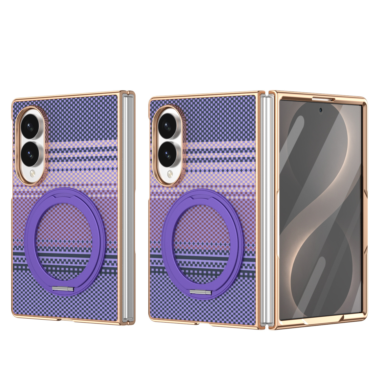 Compatible with Samsung Z Fold8 phone case, 7/6 rotating magnetic stand, wireless charging, Kevlar coated protective case