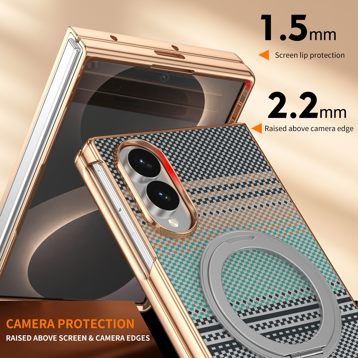 Compatible with Samsung Z Fold8 phone case, 7/6 rotating magnetic stand, wireless charging, Kevlar coated protective case