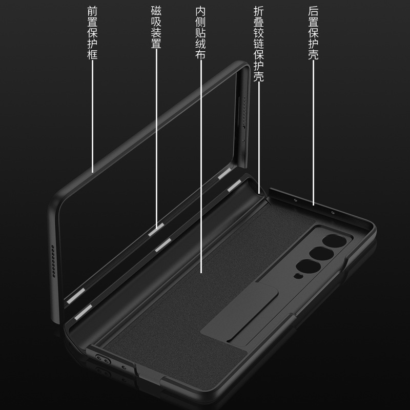 Compatible with Samsung Z Fold3 phone case, magnetic hinge stand, foldable screen, w22 full-coverage anti-drop protective case