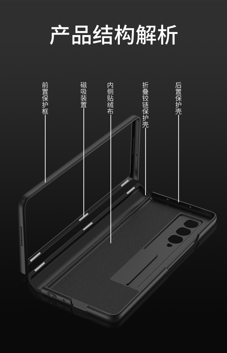 Compatible with Samsung Z Fold3 phone case, magnetic hinge stand, foldable screen, w22 full-coverage anti-drop protective case