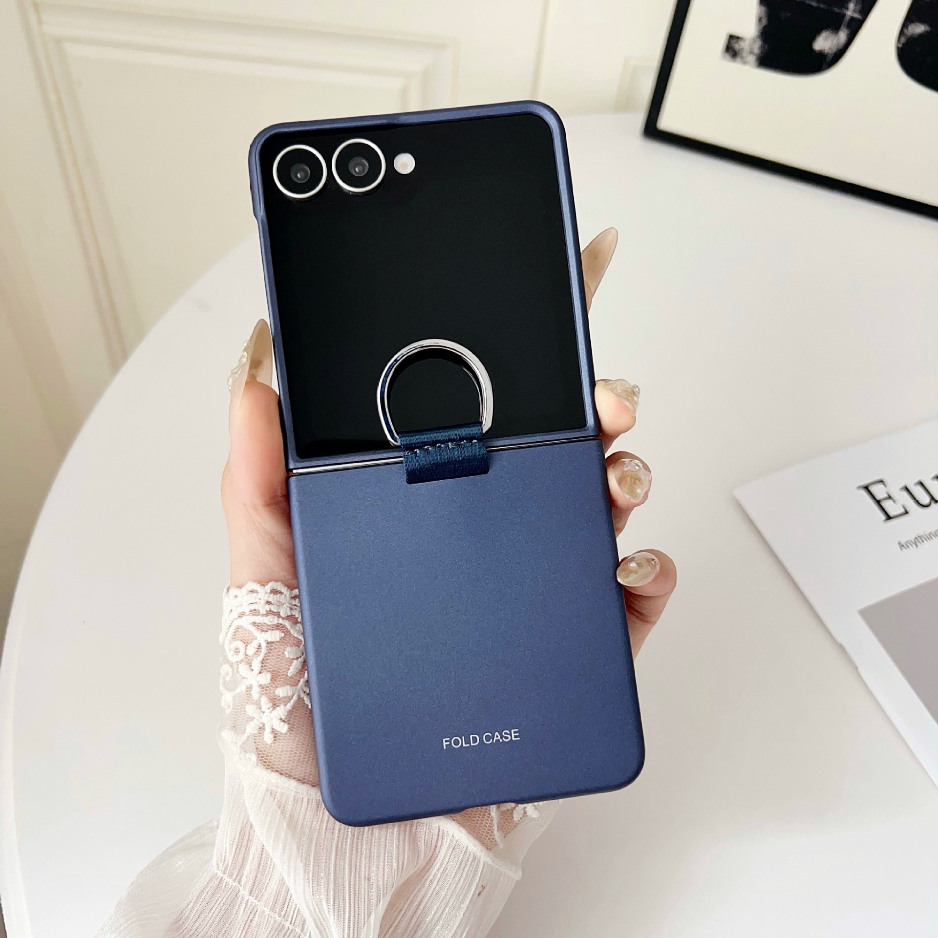 Compatible with Samsung Z Flip 8/7 phone case, 6/5mm ribbon cord ring, 4/3mm ultra-thin shockproof folding screen protective case