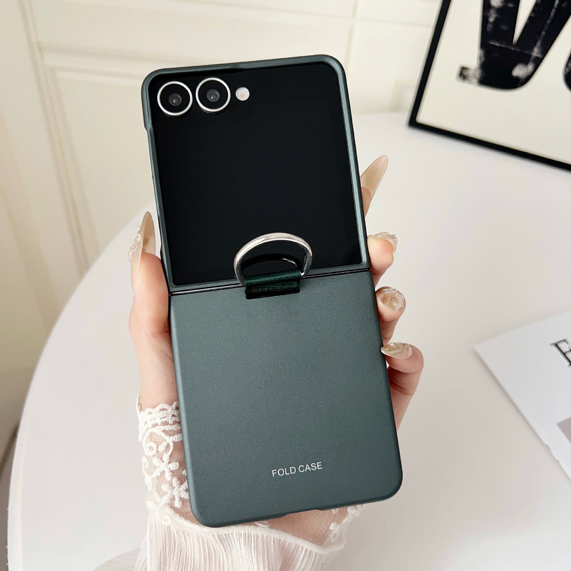 Compatible with Samsung Z Flip 8/7 phone case, 6/5mm ribbon cord ring, 4/3mm ultra-thin shockproof folding screen protective case