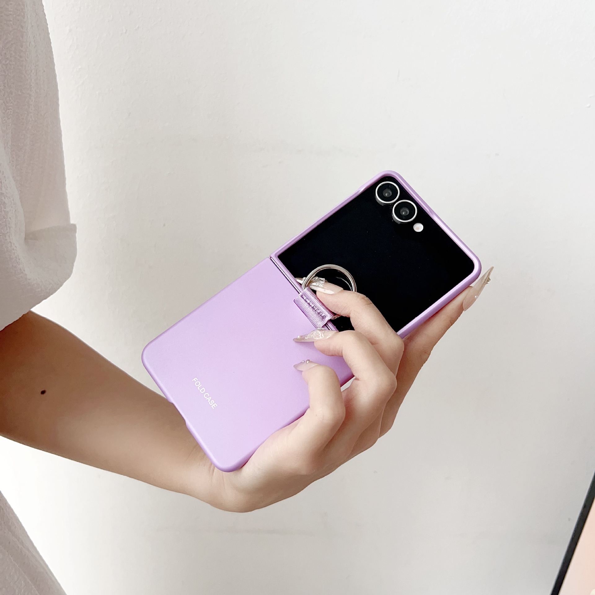 Compatible with Samsung Z Flip 8/7 phone case, 6/5mm ribbon cord ring, 4/3mm ultra-thin shockproof folding screen protective case
