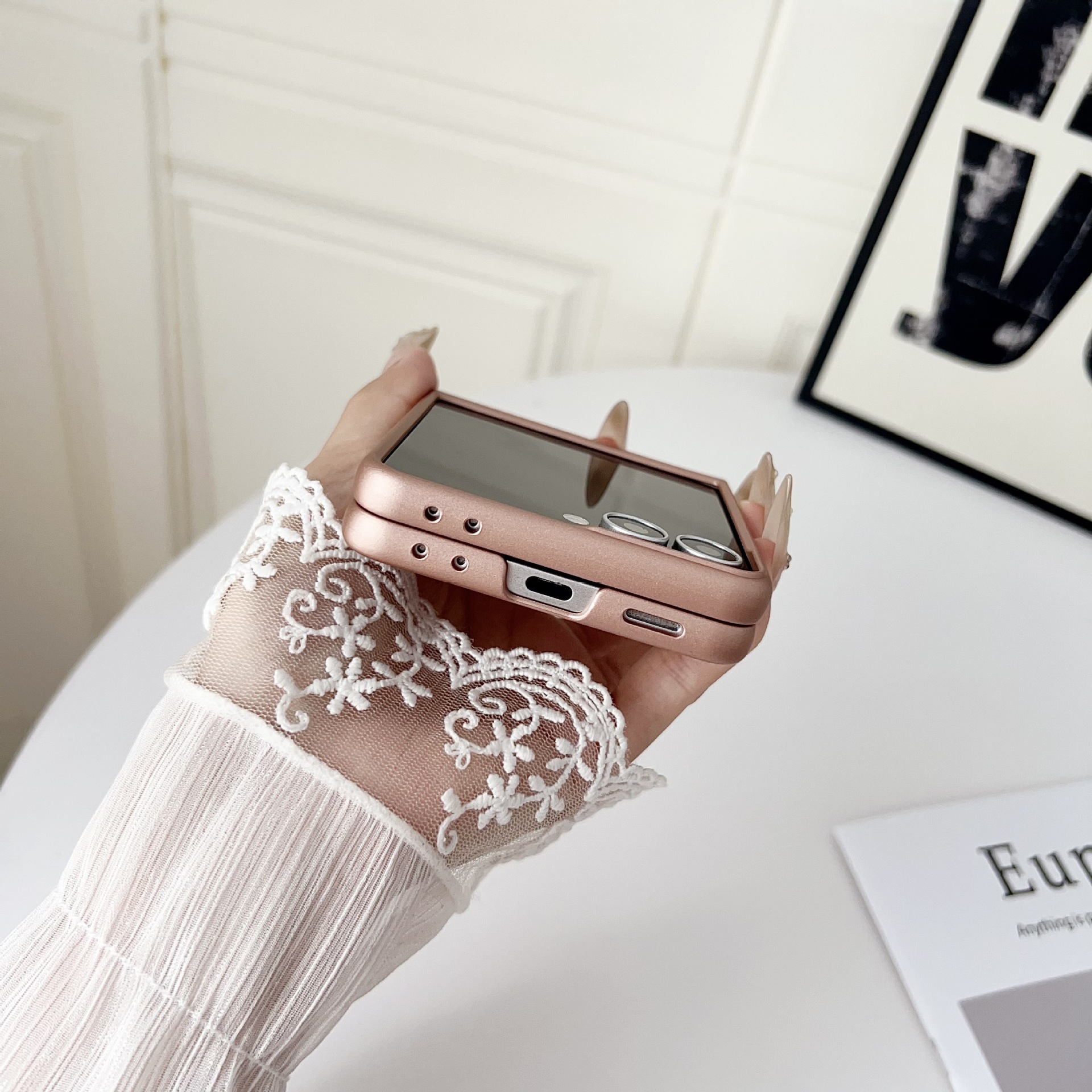 Compatible with Samsung Z Flip 8/7 phone case, 6/5mm ribbon cord ring, 4/3mm ultra-thin shockproof folding screen protective case