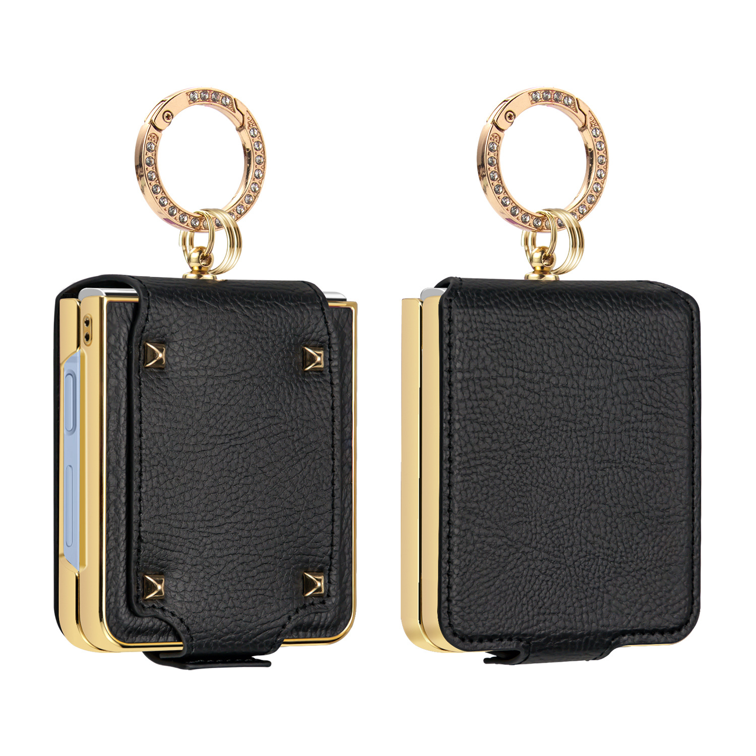 Compatible with Samsung Z Flip 8/7 phone case, 6/5 electroplated leather, ring holder, screen protector, full-coverage drop-proof protective case.
