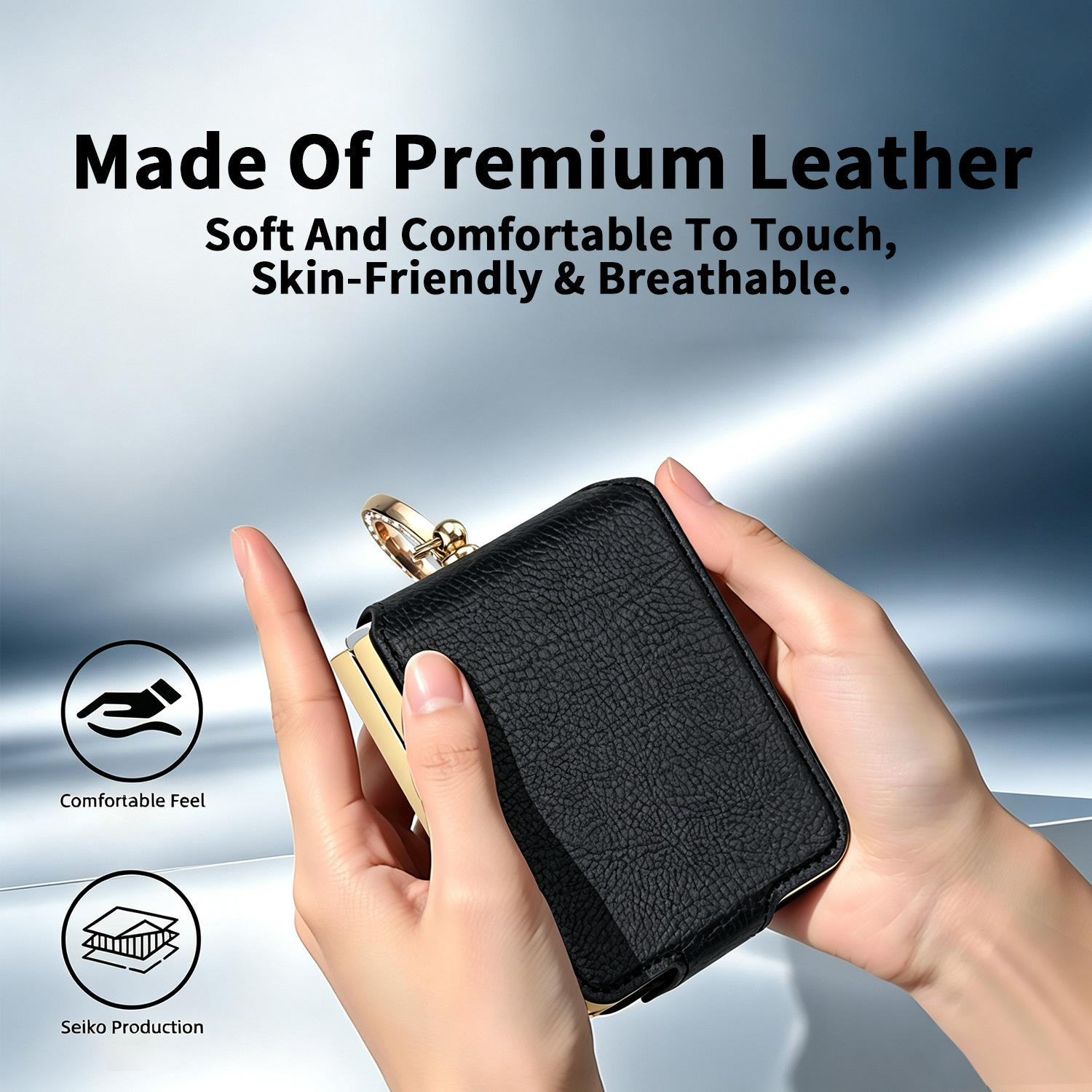 Compatible with Samsung Z Flip 8/7 phone case, 6/5 electroplated leather, ring holder, screen protector, full-coverage drop-proof protective case.