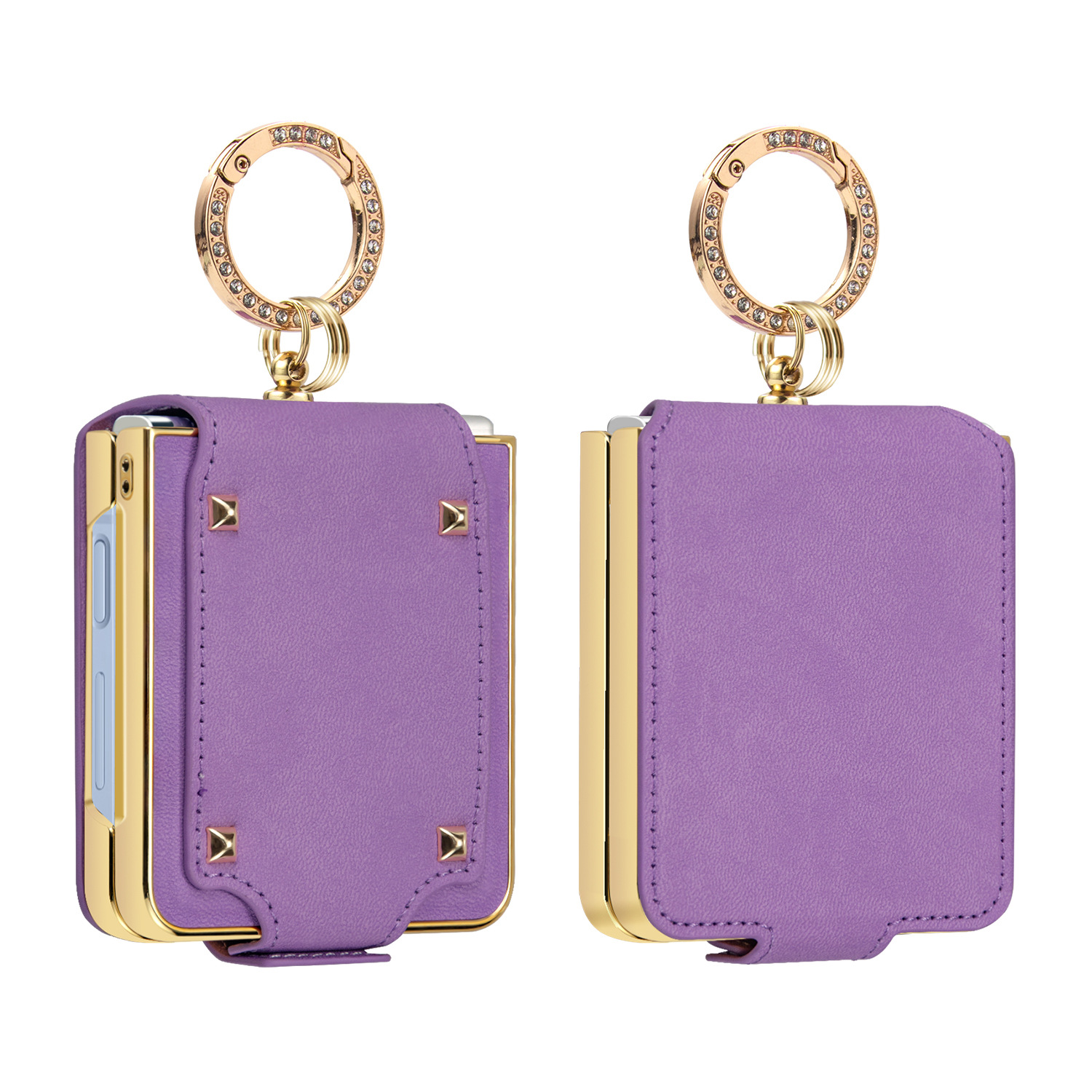 Compatible with Samsung Z Flip 8/7 phone case, 6/5 electroplated leather, ring holder, screen protector, full-coverage drop-proof protective case.