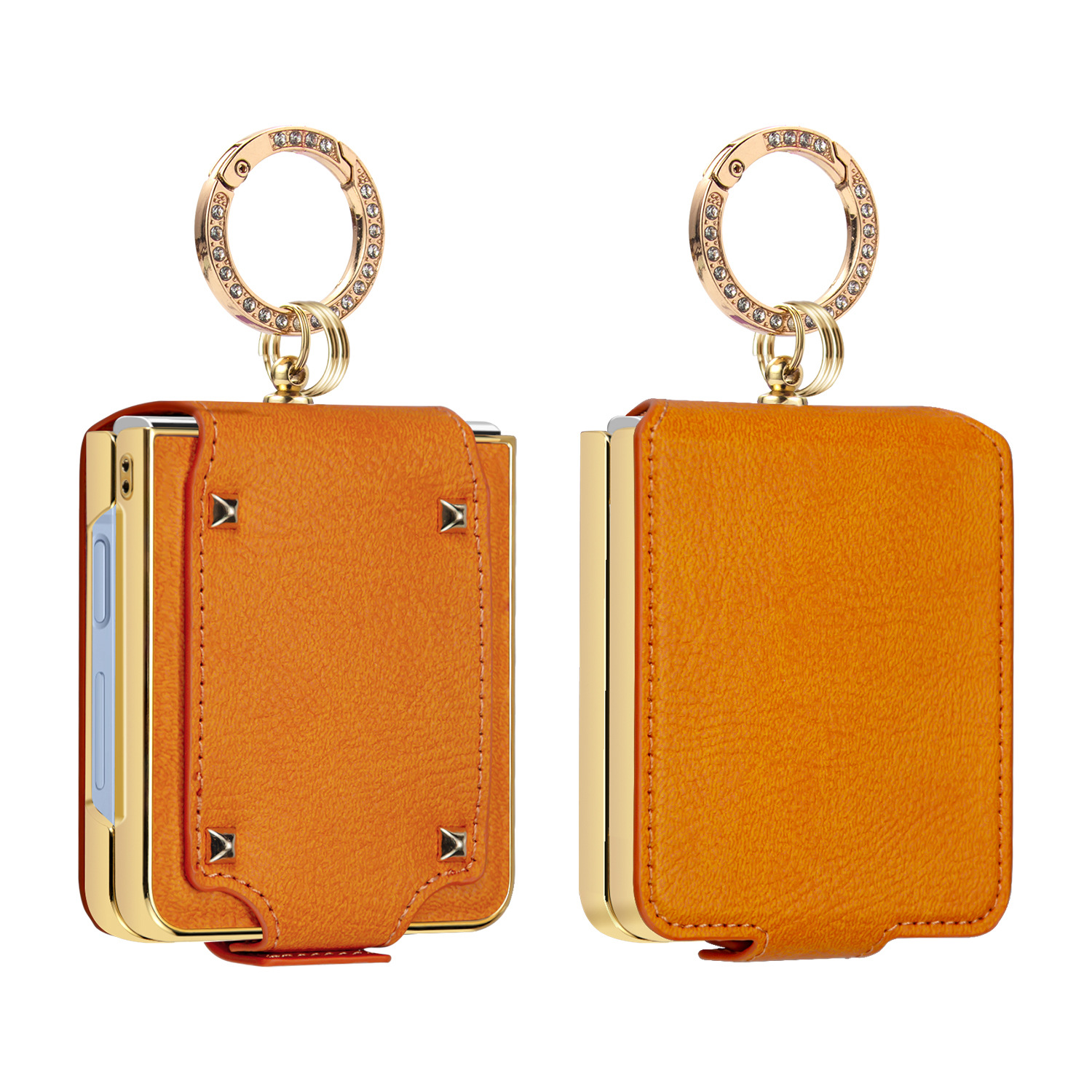 Compatible with Samsung Z Flip 8/7 phone case, 6/5 electroplated leather, ring holder, screen protector, full-coverage drop-proof protective case.