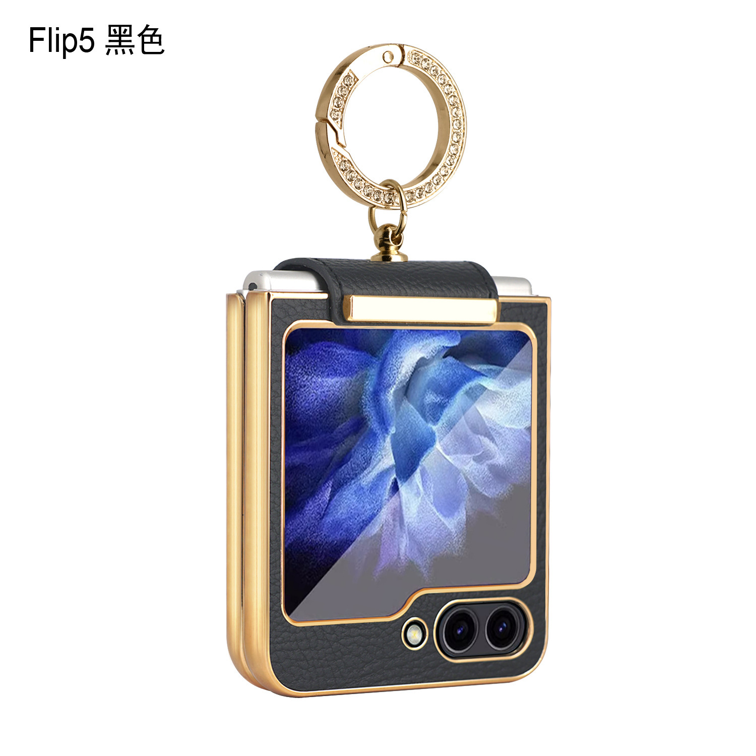 Compatible with Samsung Z Flip 8/7 phone case, 6/5 electroplated leather, ring holder, screen protector, full-coverage drop-proof protective case.