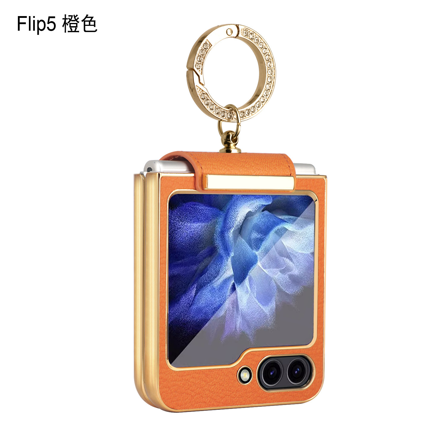Compatible with Samsung Z Flip 8/7 phone case, 6/5 electroplated leather, ring holder, screen protector, full-coverage drop-proof protective case.