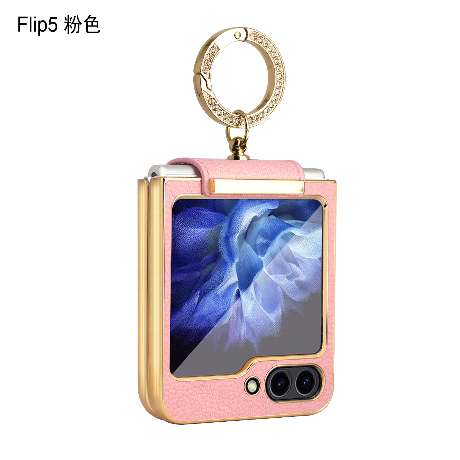Compatible with Samsung Z Flip 8/7 phone case, 6/5 electroplated leather, ring holder, screen protector, full-coverage drop-proof protective case.