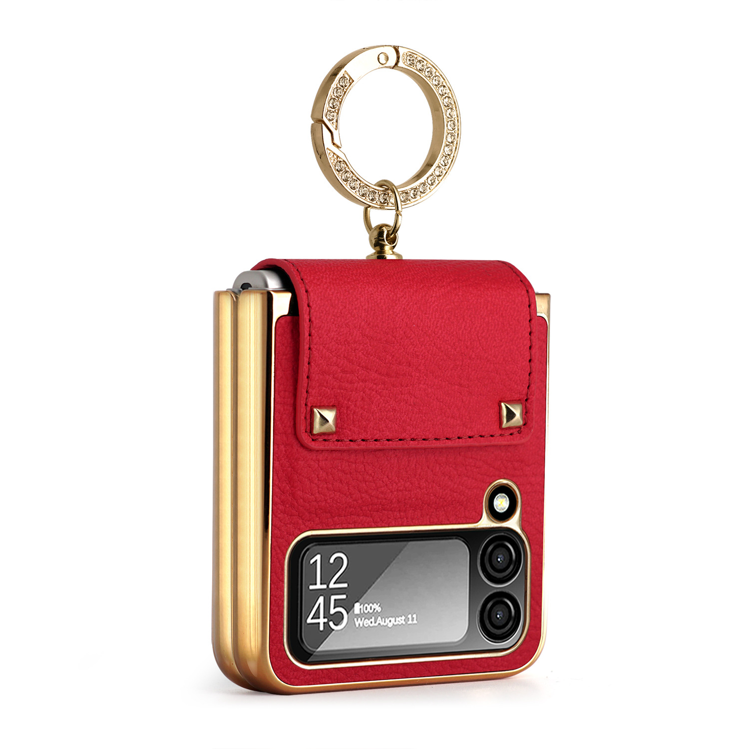 Compatible with Samsung Z Flip 8/7 phone case, 6/5 electroplated leather, ring holder, screen protector, full-coverage drop-proof protective case.
